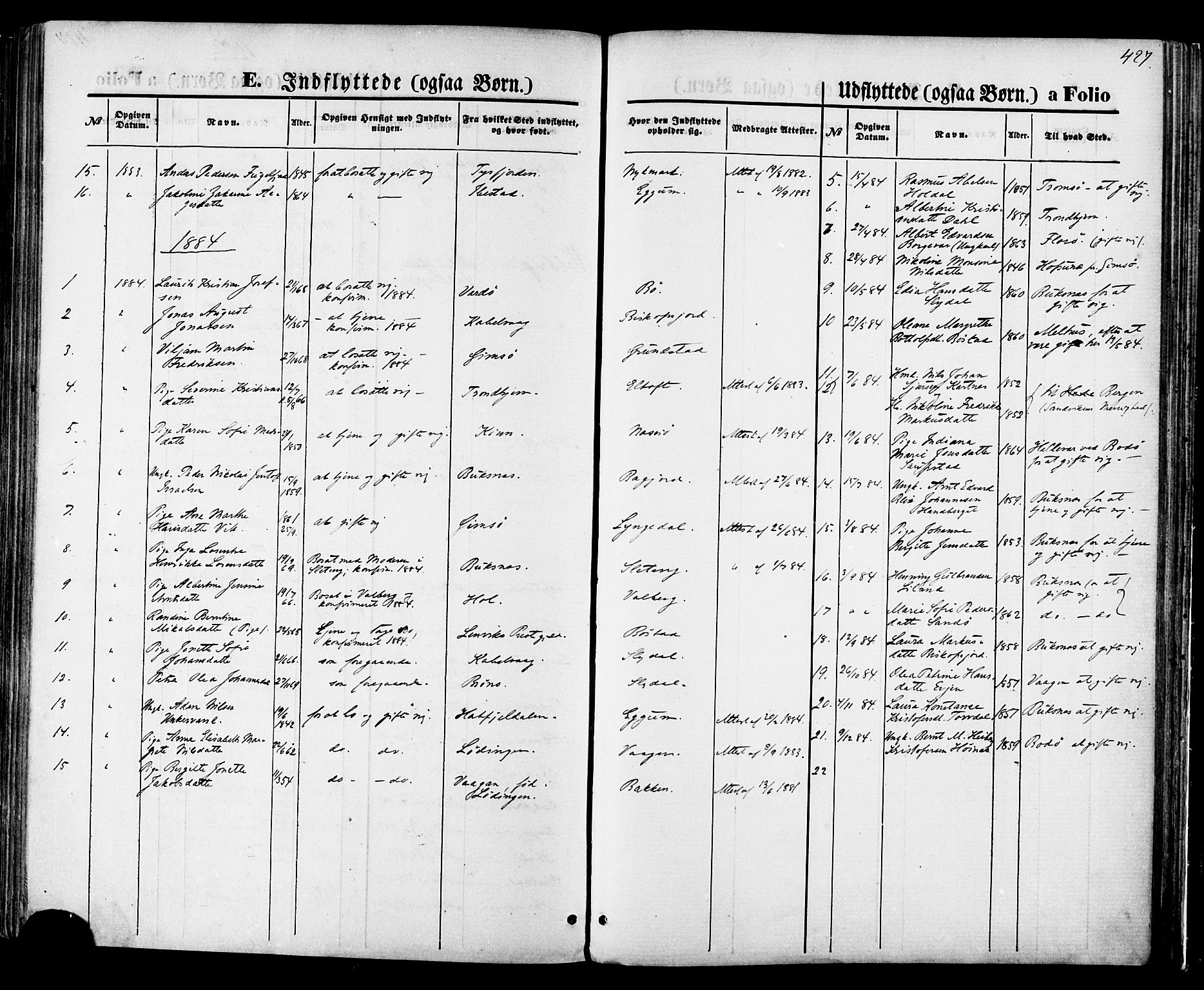 Ministerialprotokoller, klokkerbøker og fødselsregistre - Nordland, SAT/A-1459/880/L1132: Parish register (official) no. 880A06, 1869-1887, p. 427