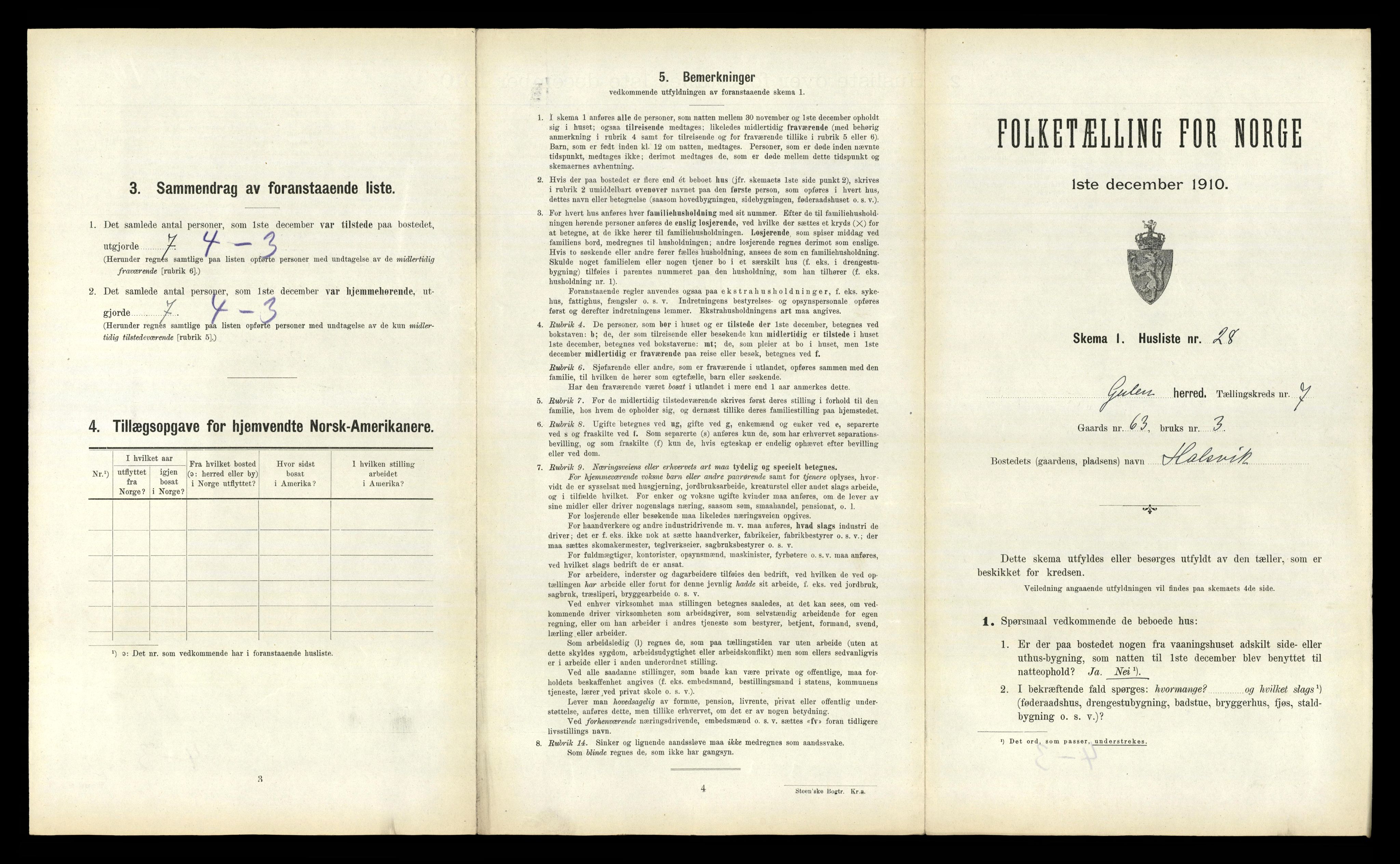 RA, 1910 census for Gulen, 1910, p. 662