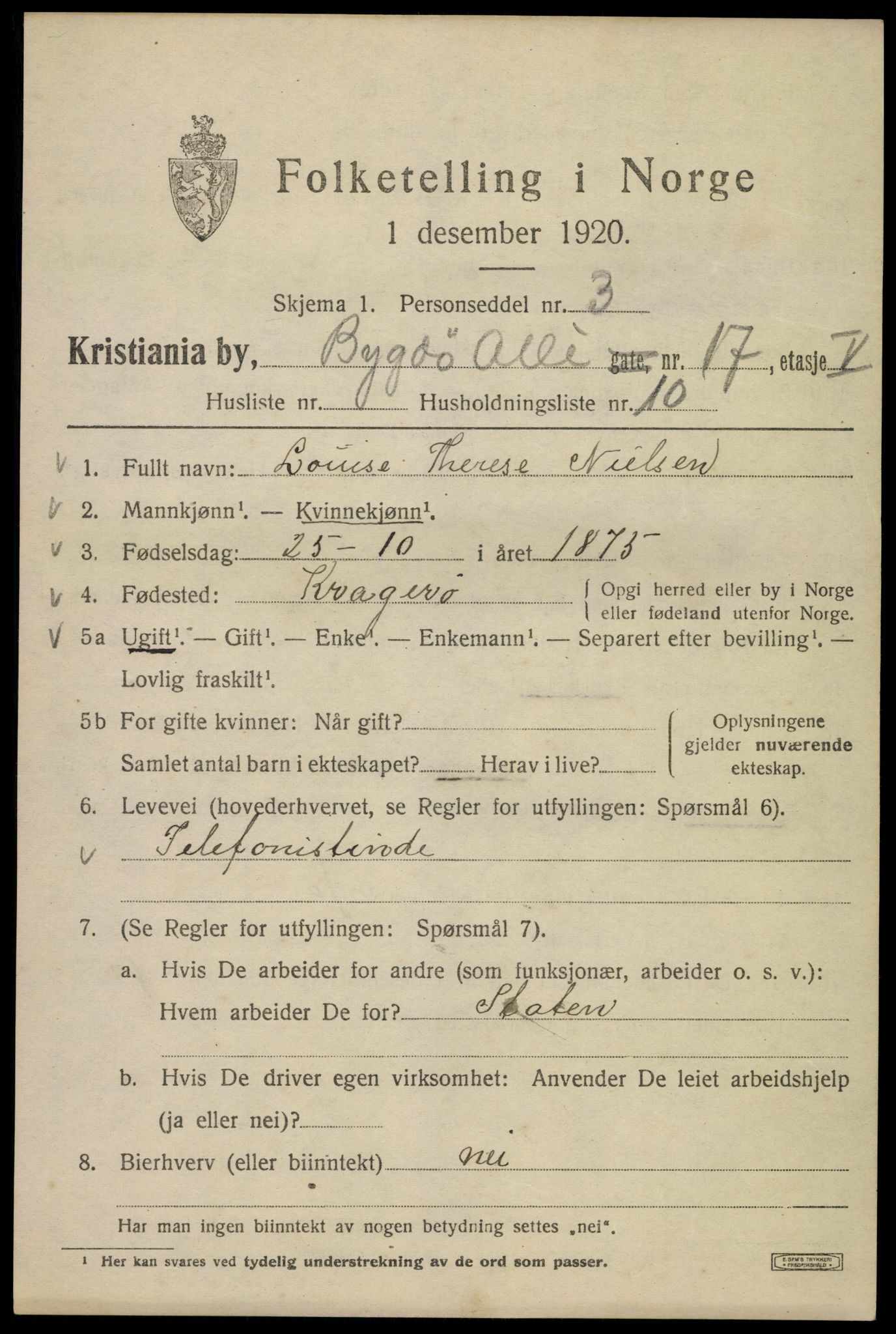 SAO, 1920 census for Kristiania, 1920, p. 176943