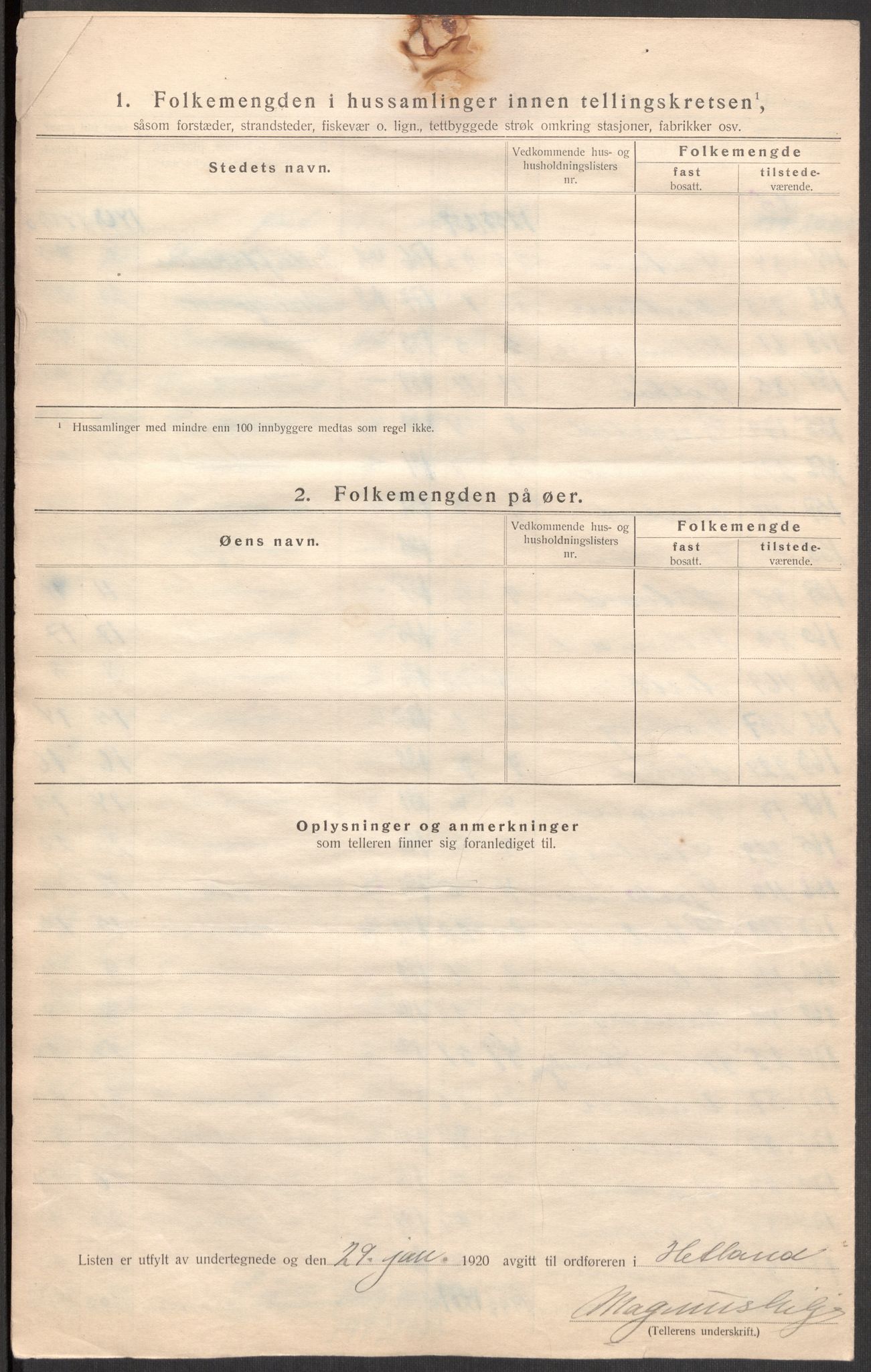 SAST, 1920 census for Hetland, 1920, p. 34