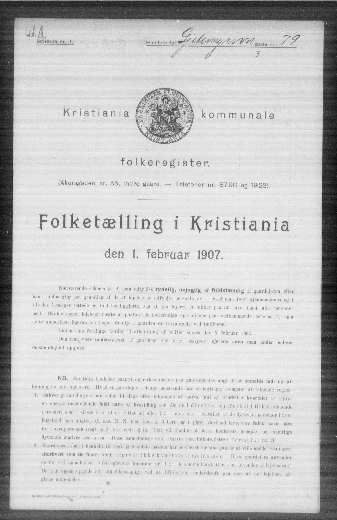 OBA, Municipal Census 1907 for Kristiania, 1907, p. 14814