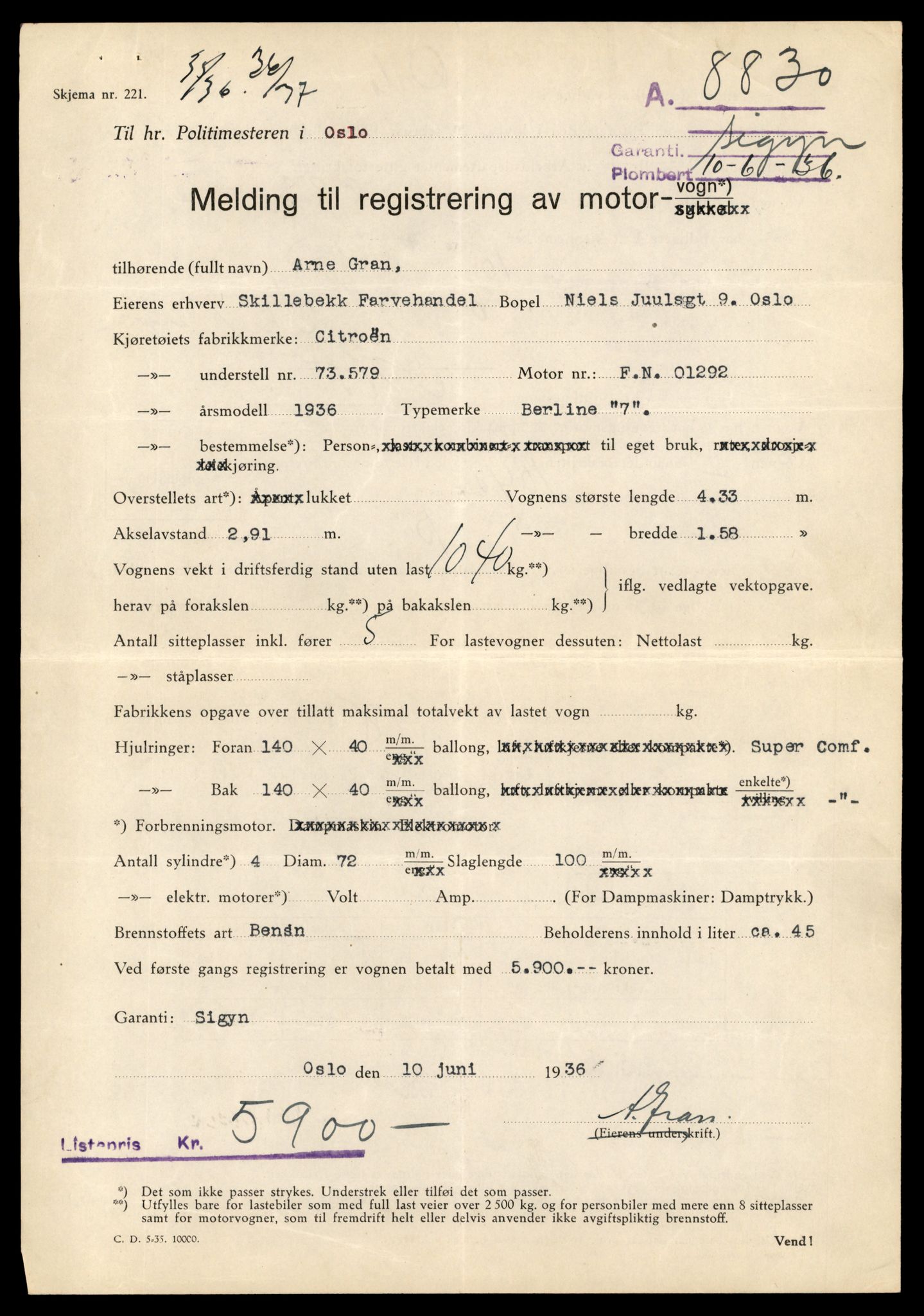 Møre og Romsdal vegkontor - Ålesund trafikkstasjon, AV/SAT-A-4099/F/Fe/L0003: Registreringskort for kjøretøy T 232 - T 340, 1927-1998, p. 2706