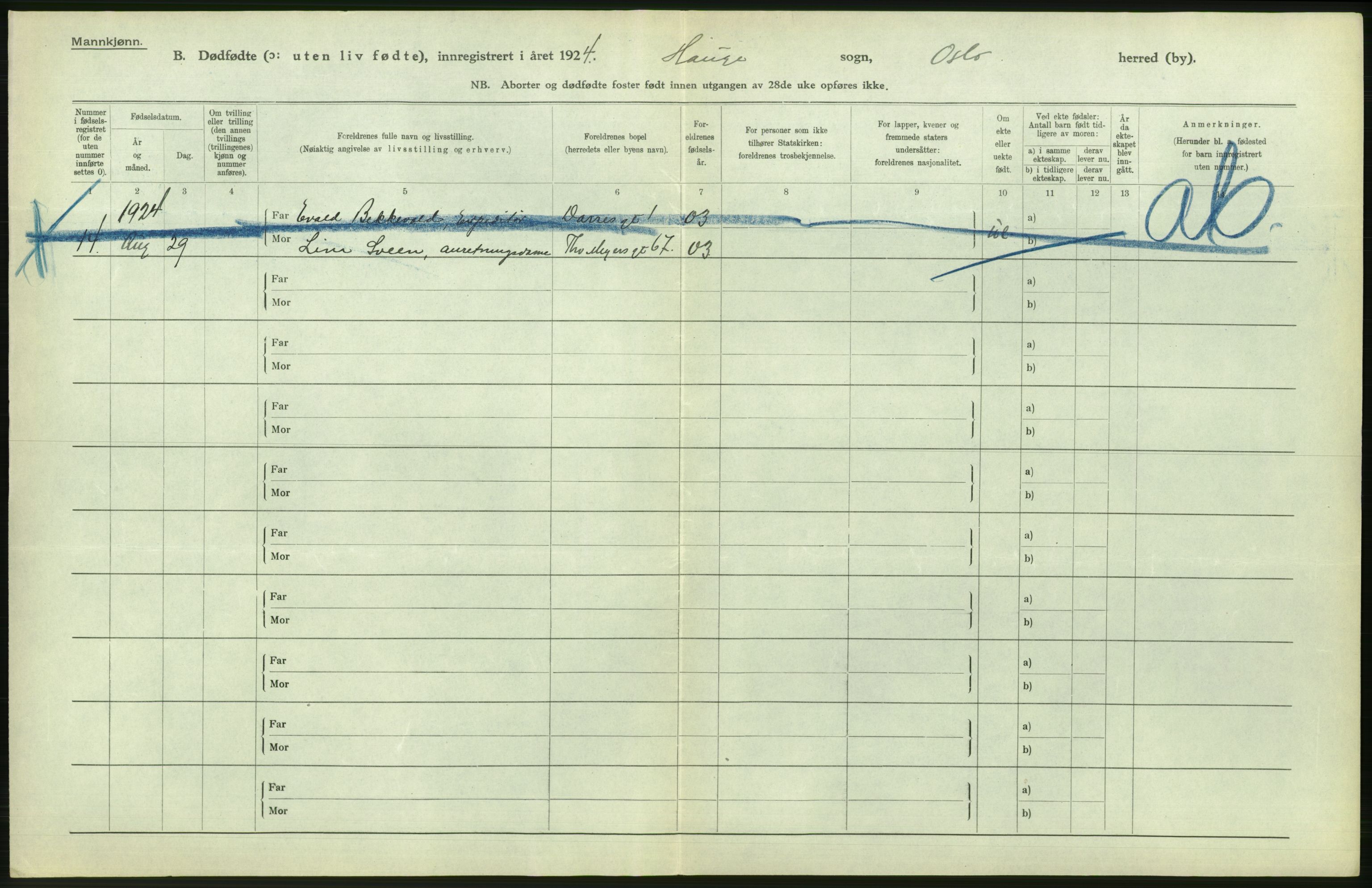 Statistisk sentralbyrå, Sosiodemografiske emner, Befolkning, AV/RA-S-2228/D/Df/Dfc/Dfcd/L0009: Kristiania: Døde kvinner, dødfødte, 1924, p. 628