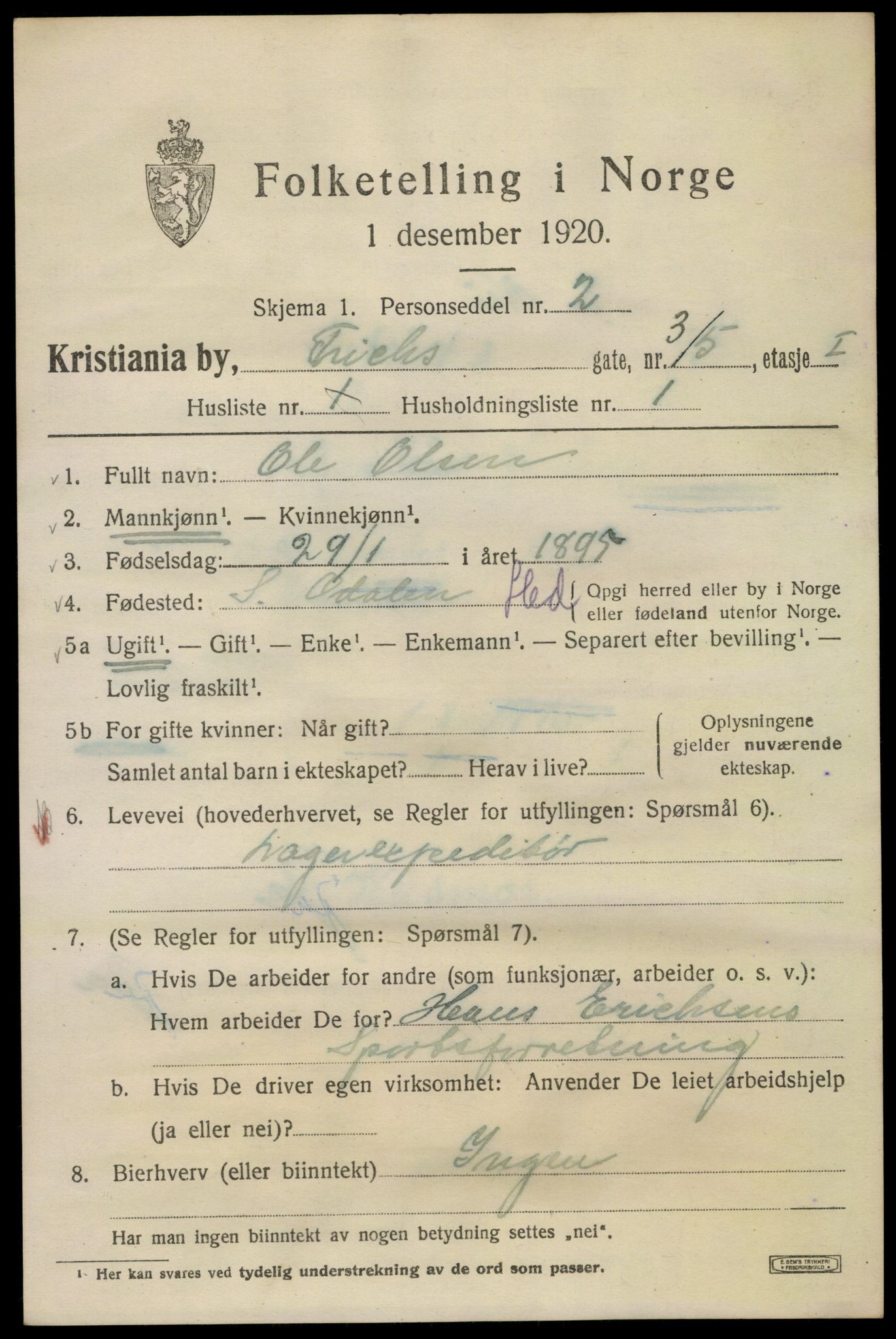 SAO, 1920 census for Kristiania, 1920, p. 238301