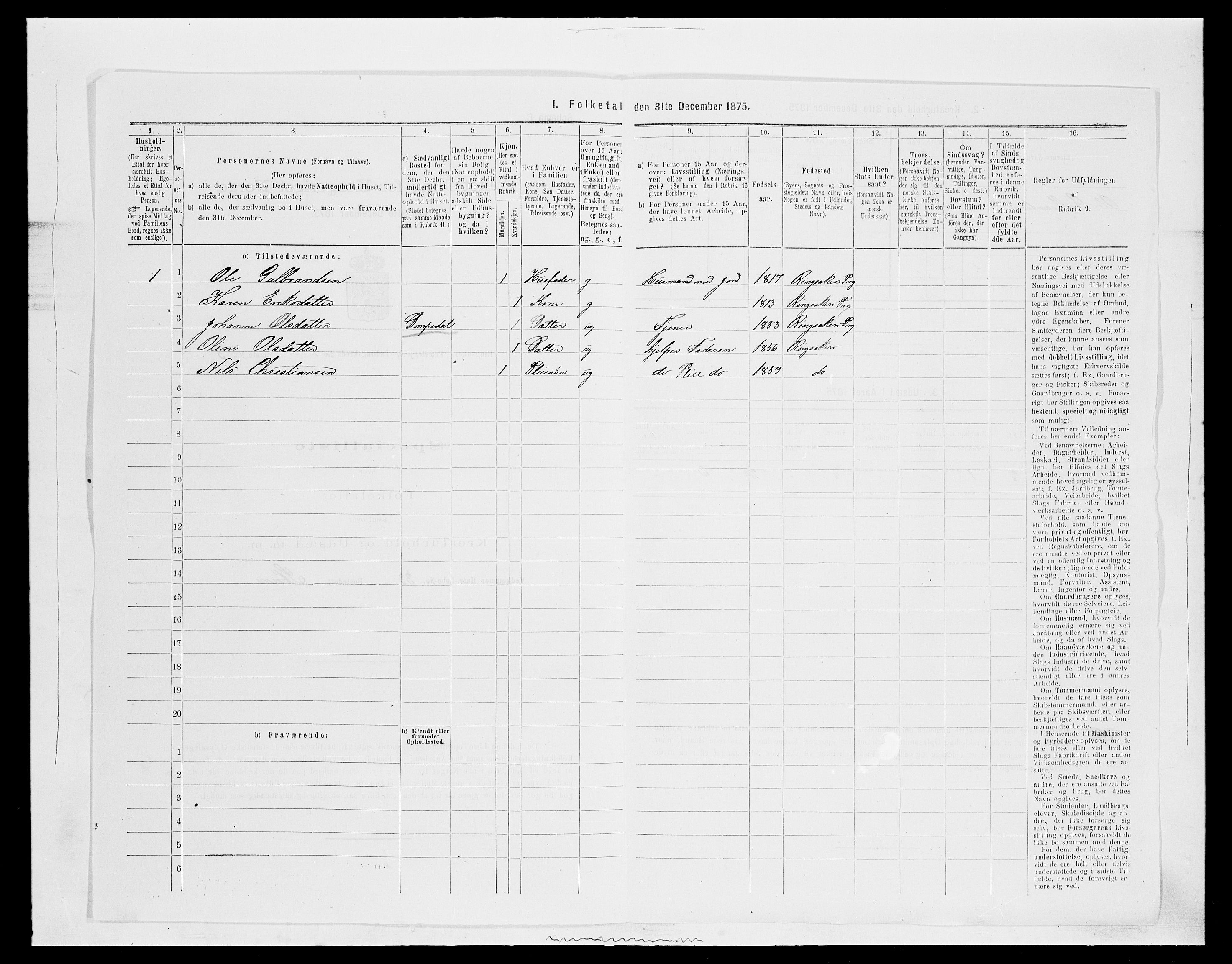 SAH, 1875 census for 0412P Ringsaker, 1875, p. 230