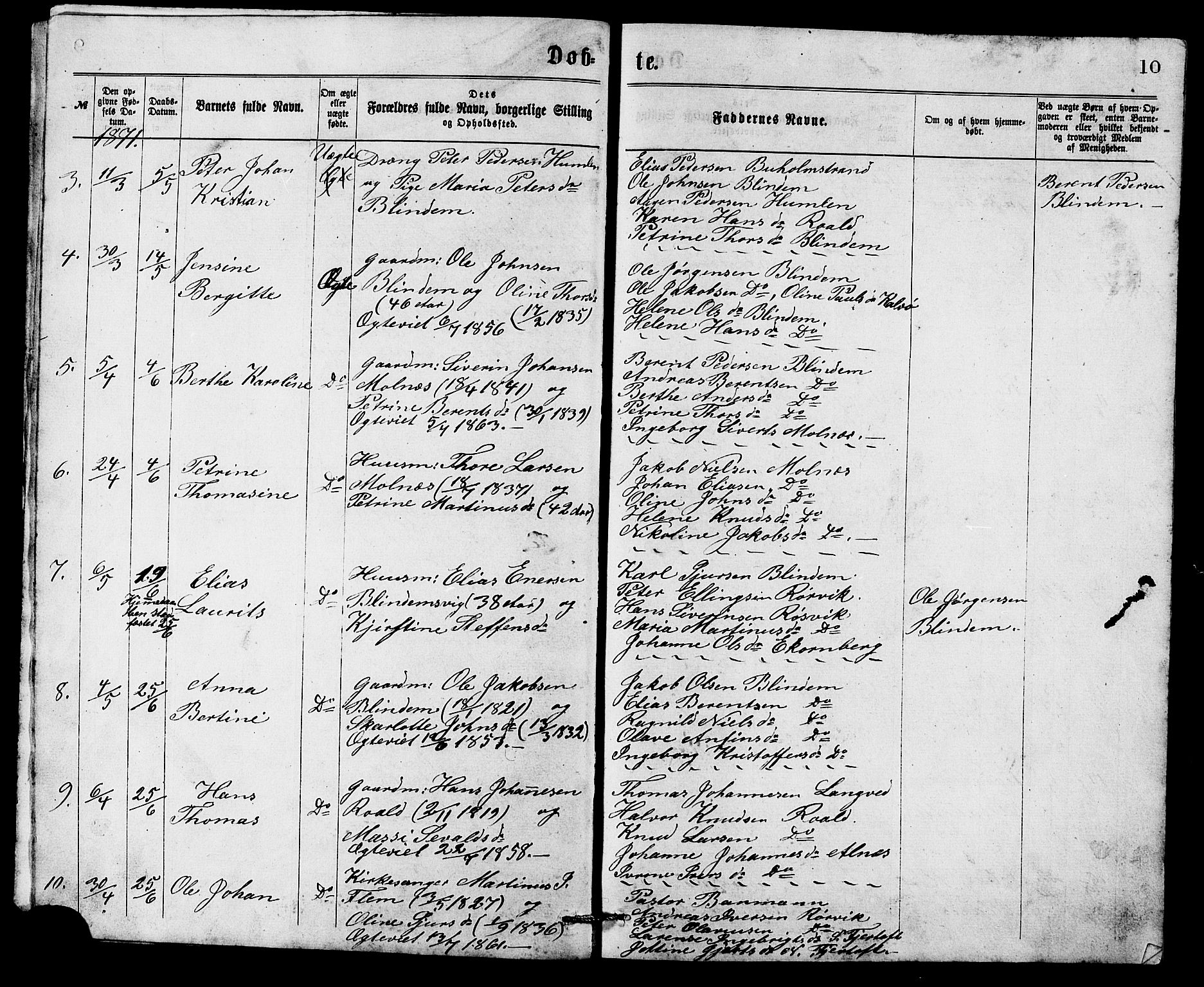Ministerialprotokoller, klokkerbøker og fødselsregistre - Møre og Romsdal, SAT/A-1454/537/L0521: Parish register (copy) no. 537C02, 1869-1888, p. 10