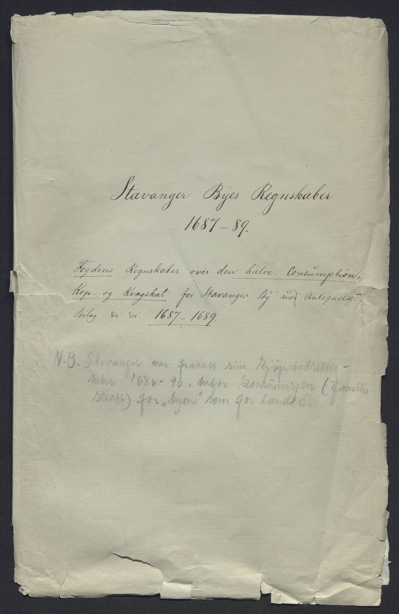 Rentekammeret inntil 1814, Reviderte regnskaper, Byregnskaper, AV/RA-EA-4066/R/Ro/L0302: [O4] Kontribusjonsregnskap, 1687-1711, p. 3