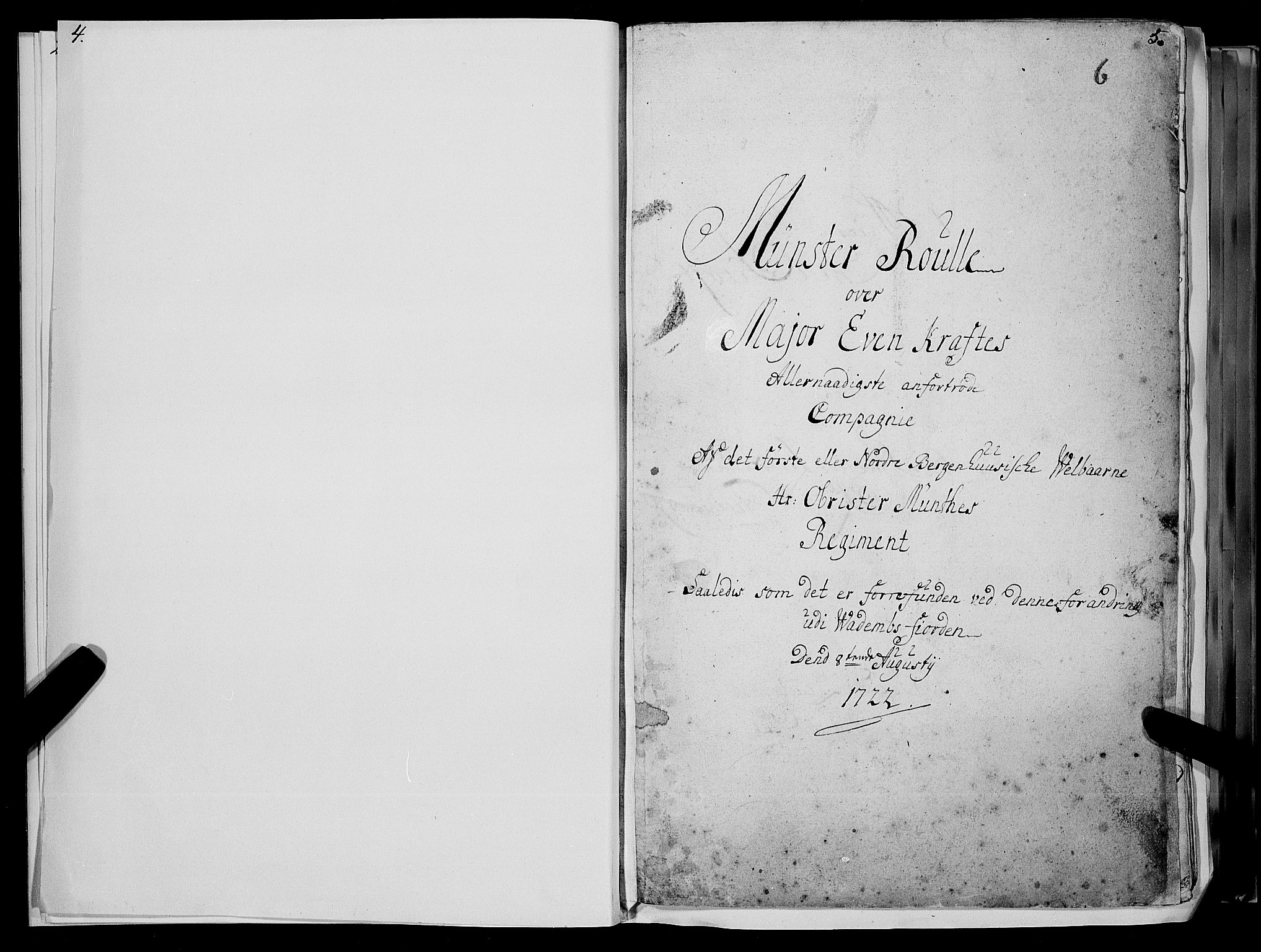 Stiftamtmannen i Bergen, AV/SAB-A-100006/F/Fc/L0004: Lnr. 1887: Militære manntall og ruller for Indre og Ytre Sogn, 1722-1748, p. 4-5