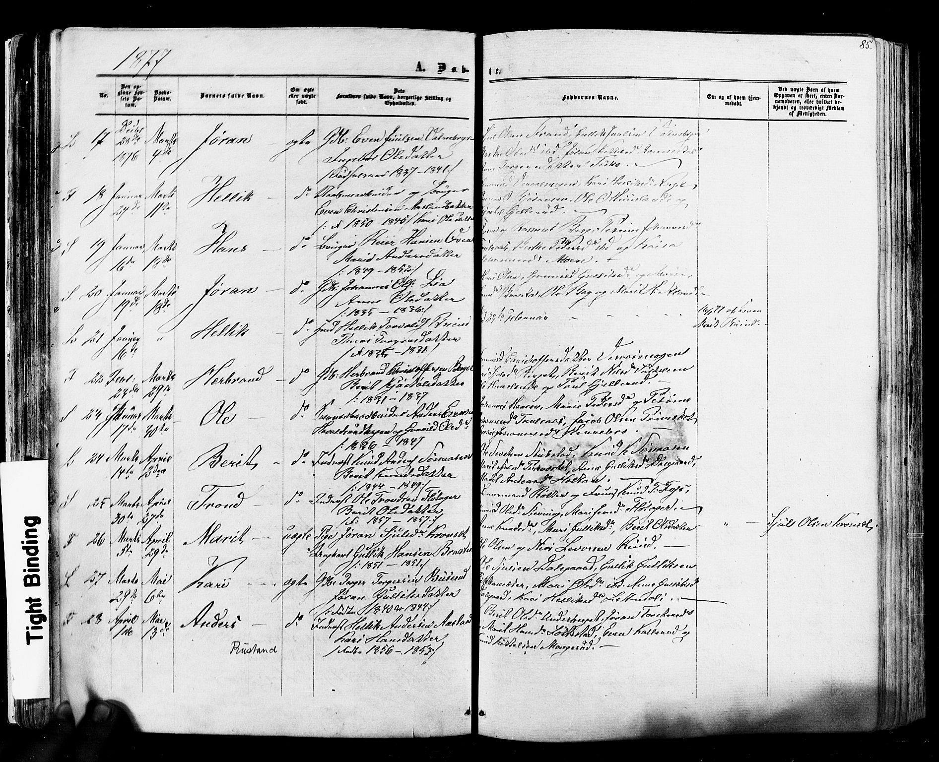 Flesberg kirkebøker, SAKO/A-18/F/Fa/L0007: Parish register (official) no. I 7, 1861-1878, p. 85