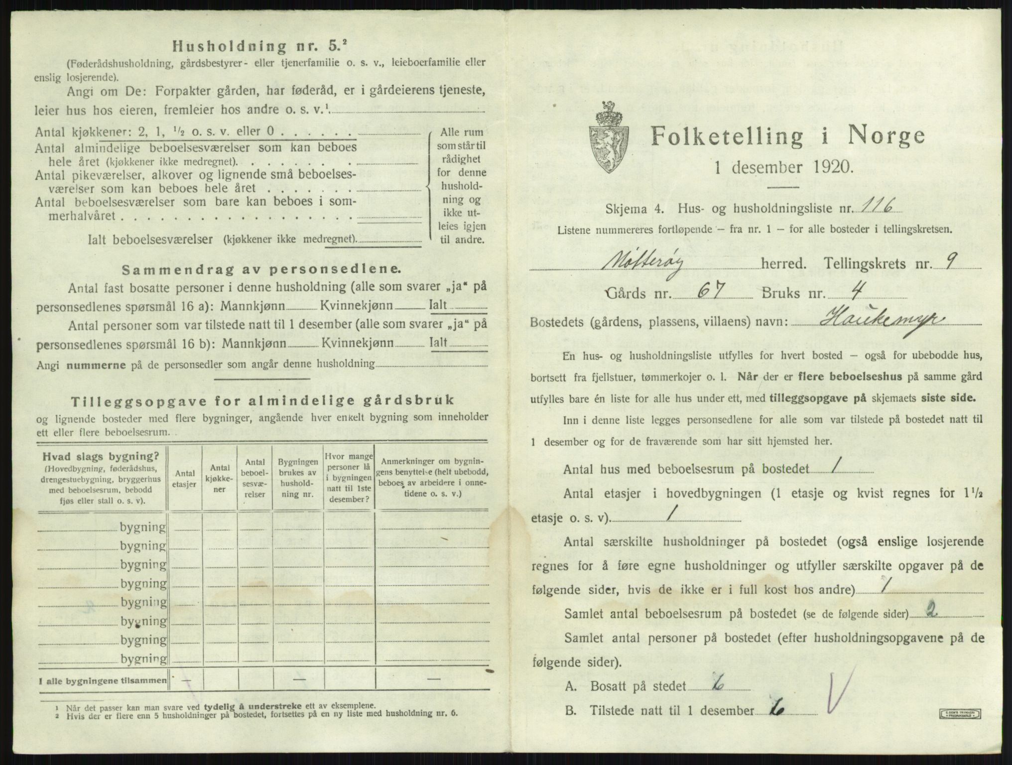 SAKO, 1920 census for Nøtterøy, 1920, p. 1968