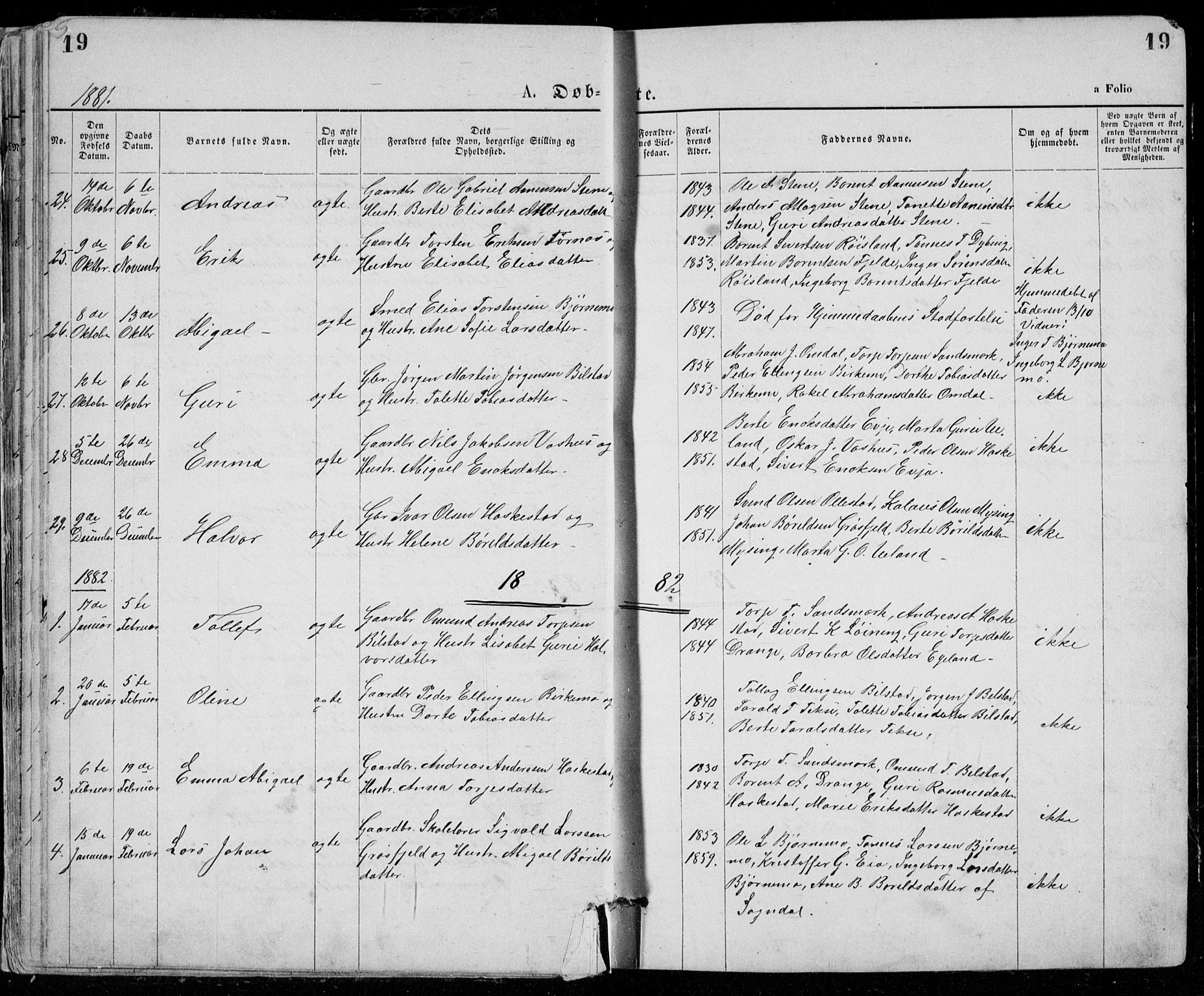 Lund sokneprestkontor, AV/SAST-A-101809/S07/L0005: Parish register (copy) no. B 5, 1875-1889, p. 19