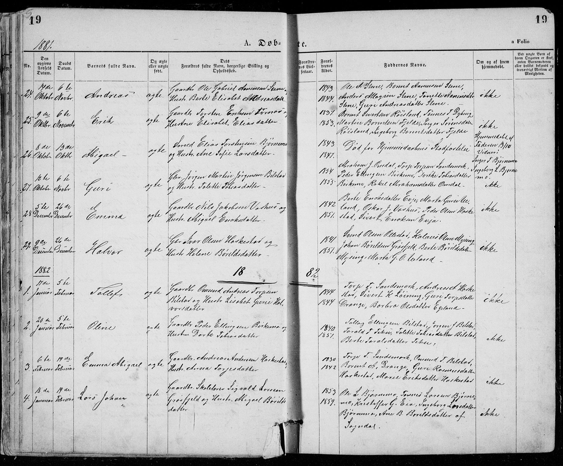 Lund sokneprestkontor, AV/SAST-A-101809/S07/L0005: Parish register (copy) no. B 5, 1875-1889, p. 19