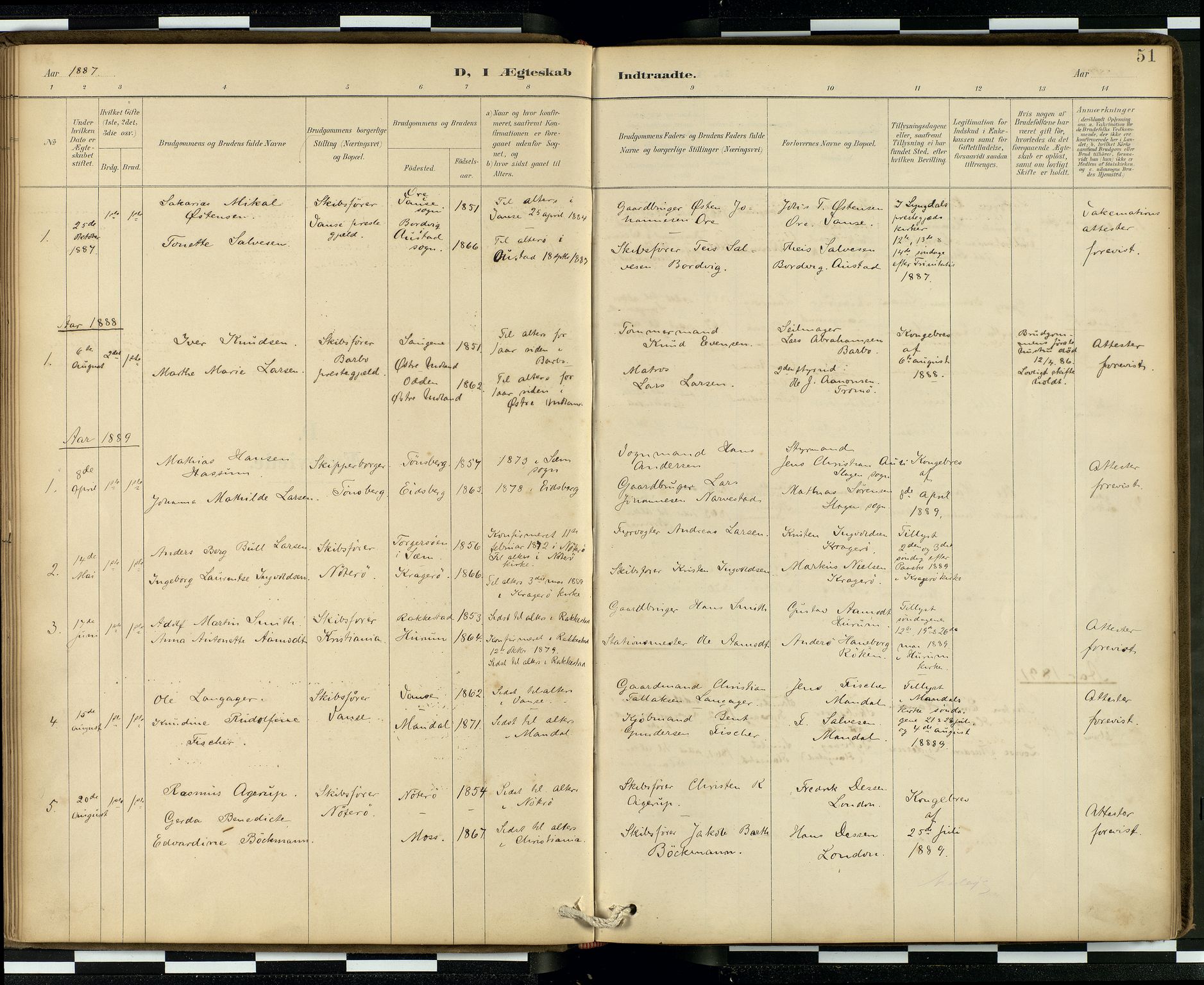 Den norske sjømannsmisjon i utlandet/London m/bistasjoner, AV/SAB-SAB/PA-0103/H/Ha/L0002: Parish register (official) no. A 2, 1887-1903, p. 50b-51a