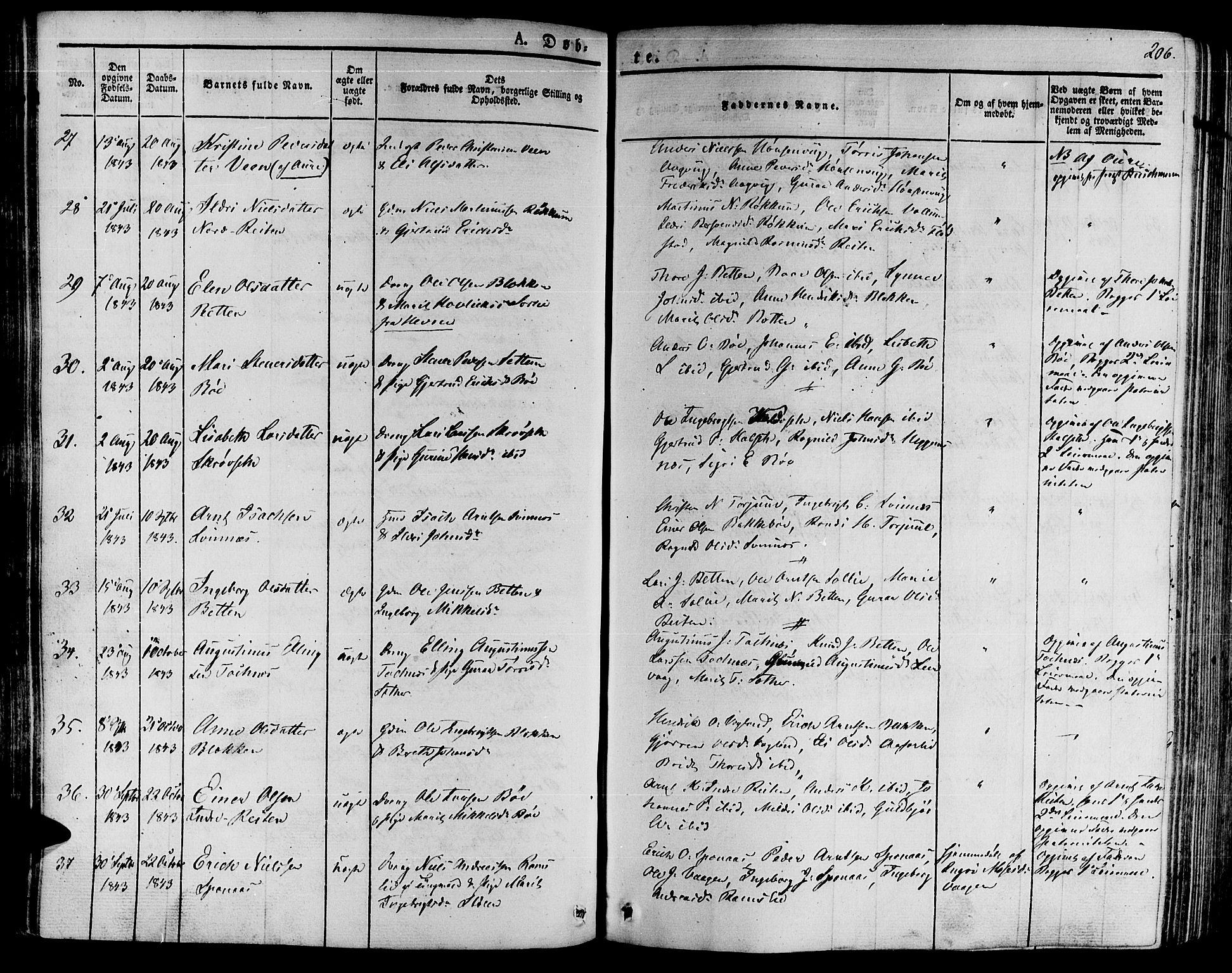 Ministerialprotokoller, klokkerbøker og fødselsregistre - Møre og Romsdal, AV/SAT-A-1454/592/L1025: Parish register (official) no. 592A03 /2, 1831-1849, p. 206