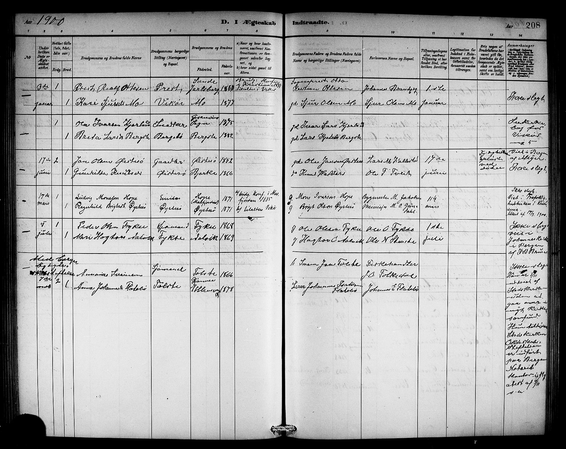 Kvam sokneprestembete, SAB/A-76201/H/Hab: Parish register (copy) no. C 3, 1881-1905, p. 208