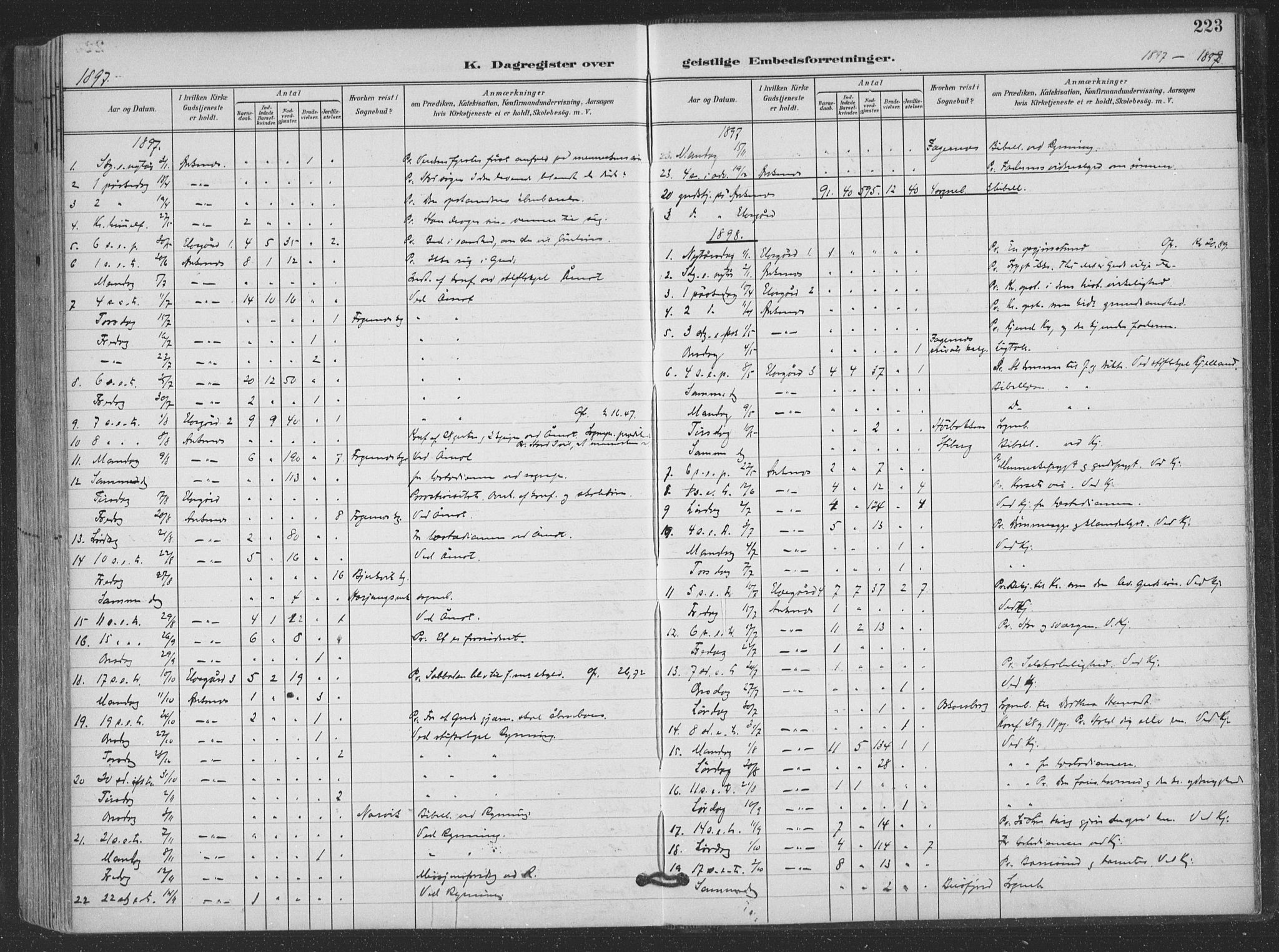 Ministerialprotokoller, klokkerbøker og fødselsregistre - Nordland, AV/SAT-A-1459/866/L0939: Parish register (official) no. 866A02, 1894-1906, p. 223