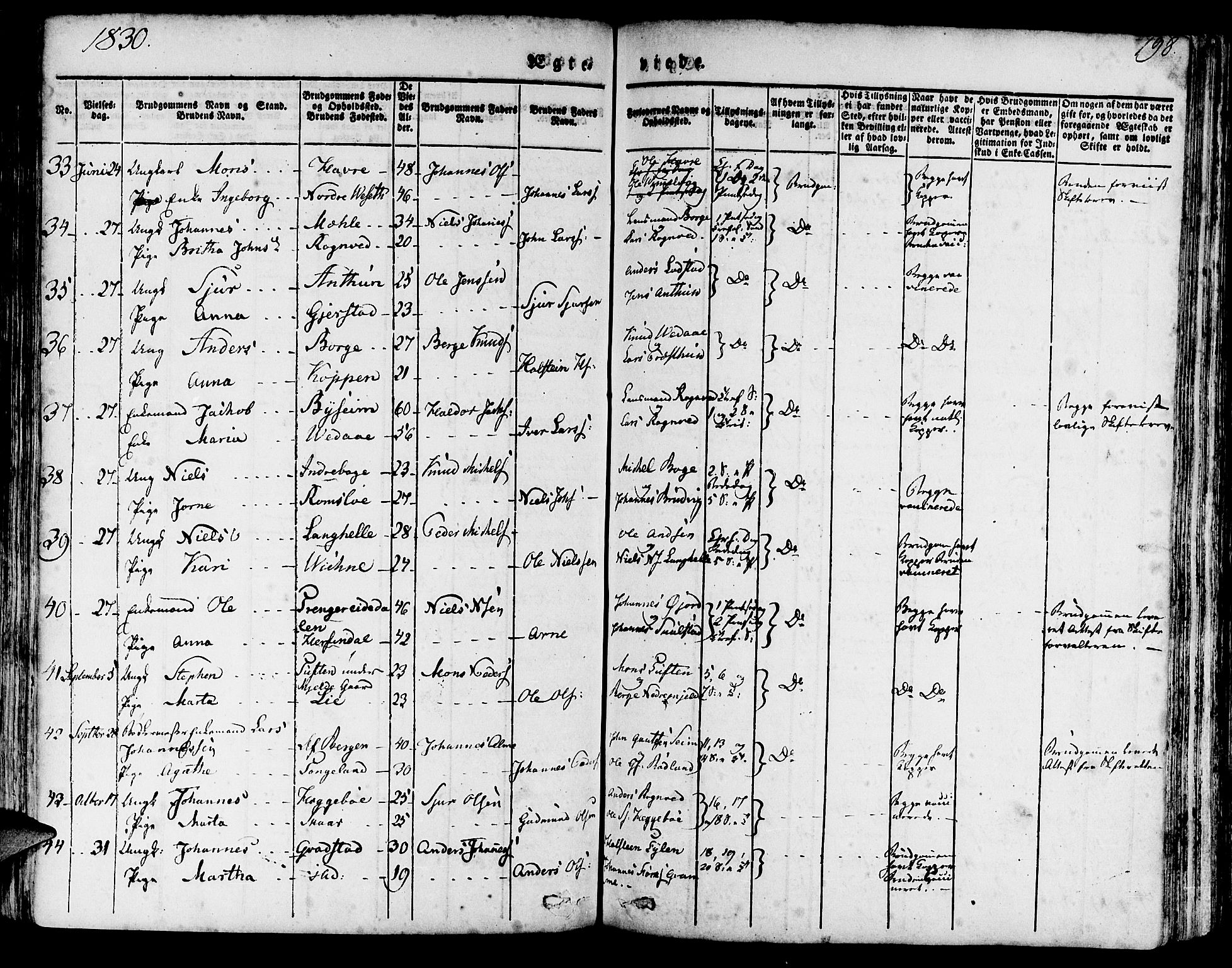 Haus sokneprestembete, SAB/A-75601/H/Haa: Parish register (official) no. A 14, 1827-1838, p. 198