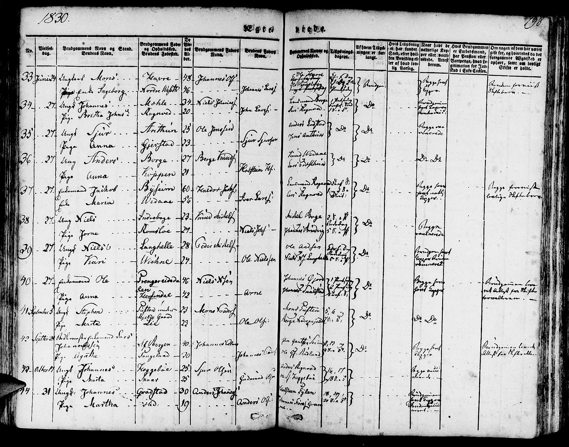 Haus sokneprestembete, AV/SAB-A-75601/H/Haa: Parish register (official) no. A 14, 1827-1838, p. 198