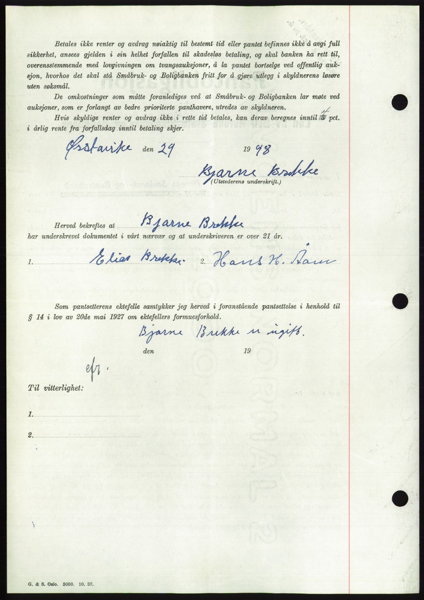 Søre Sunnmøre sorenskriveri, AV/SAT-A-4122/1/2/2C/L0116: Mortgage book no. 4B, 1948-1949, Diary no: : 1290/1948