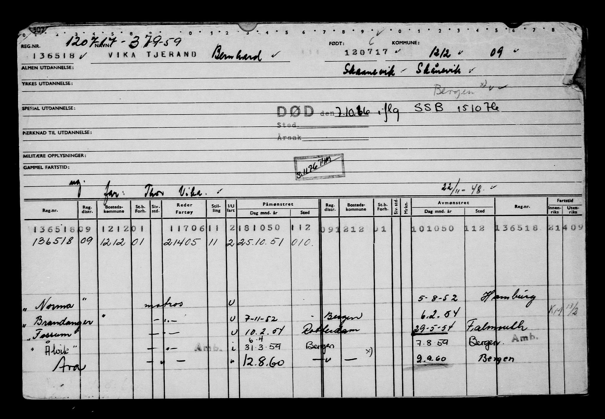 Direktoratet for sjømenn, AV/RA-S-3545/G/Gb/L0150: Hovedkort, 1917, p. 235