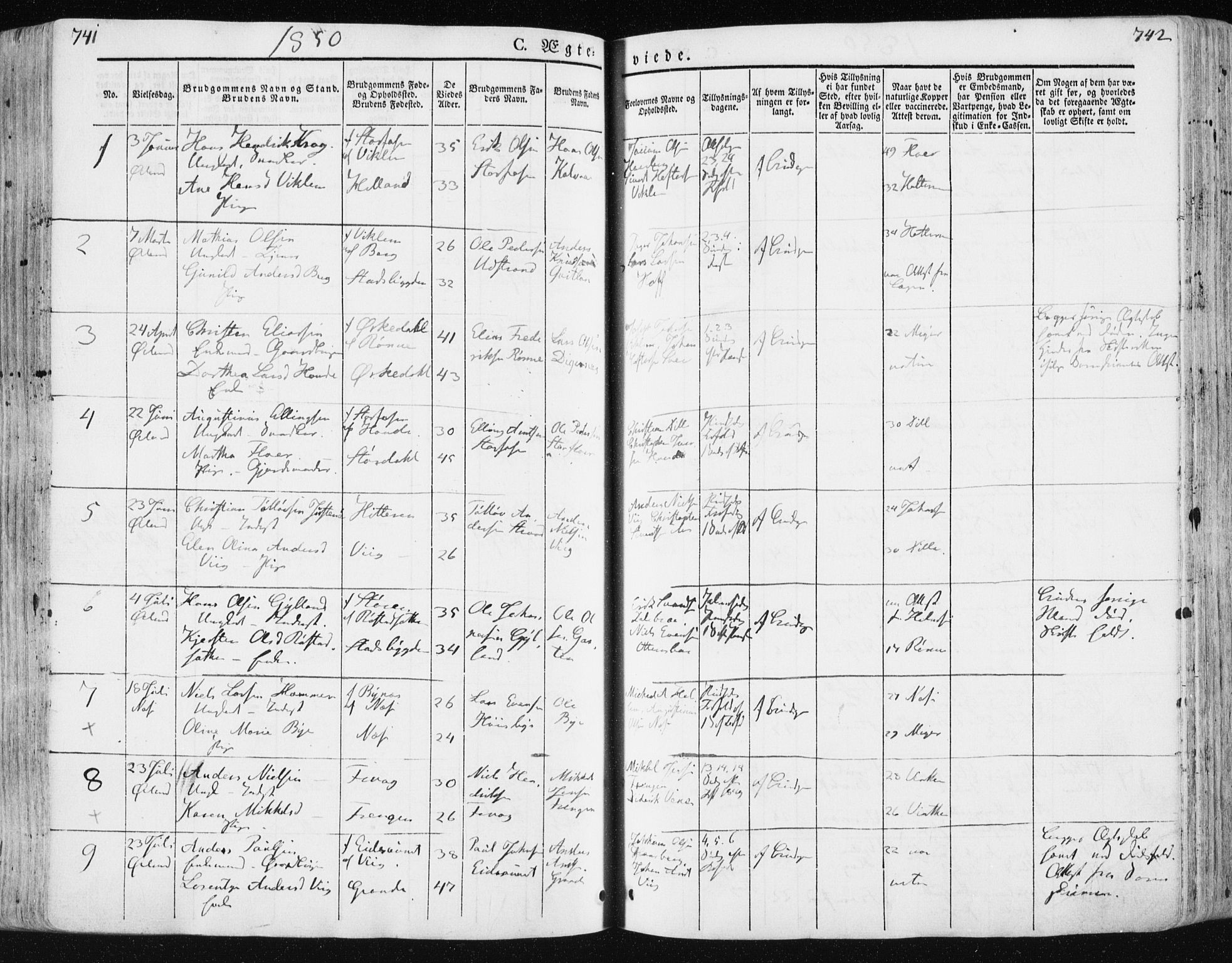 Ministerialprotokoller, klokkerbøker og fødselsregistre - Sør-Trøndelag, SAT/A-1456/659/L0736: Parish register (official) no. 659A06, 1842-1856, p. 741-742