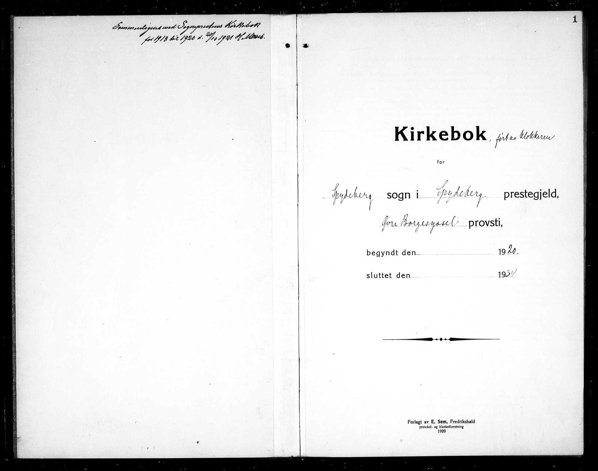 Spydeberg prestekontor Kirkebøker, AV/SAO-A-10924/G/Ga/L0003: Parish register (copy) no. I 3, 1918-1934, p. 1