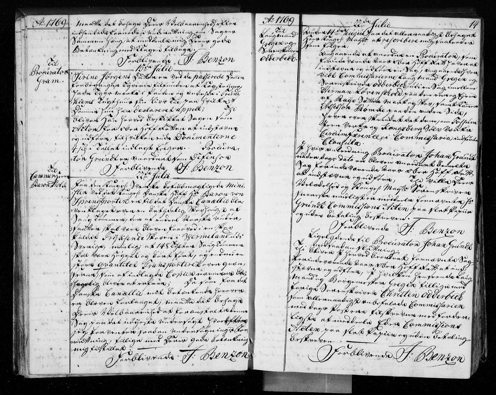 Stattholderembetet 1572-1771, AV/RA-EA-2870/Bf/L0008: Stattholderprotokoll (allmenn kopibok), 1769-1770, p. 13b-14a