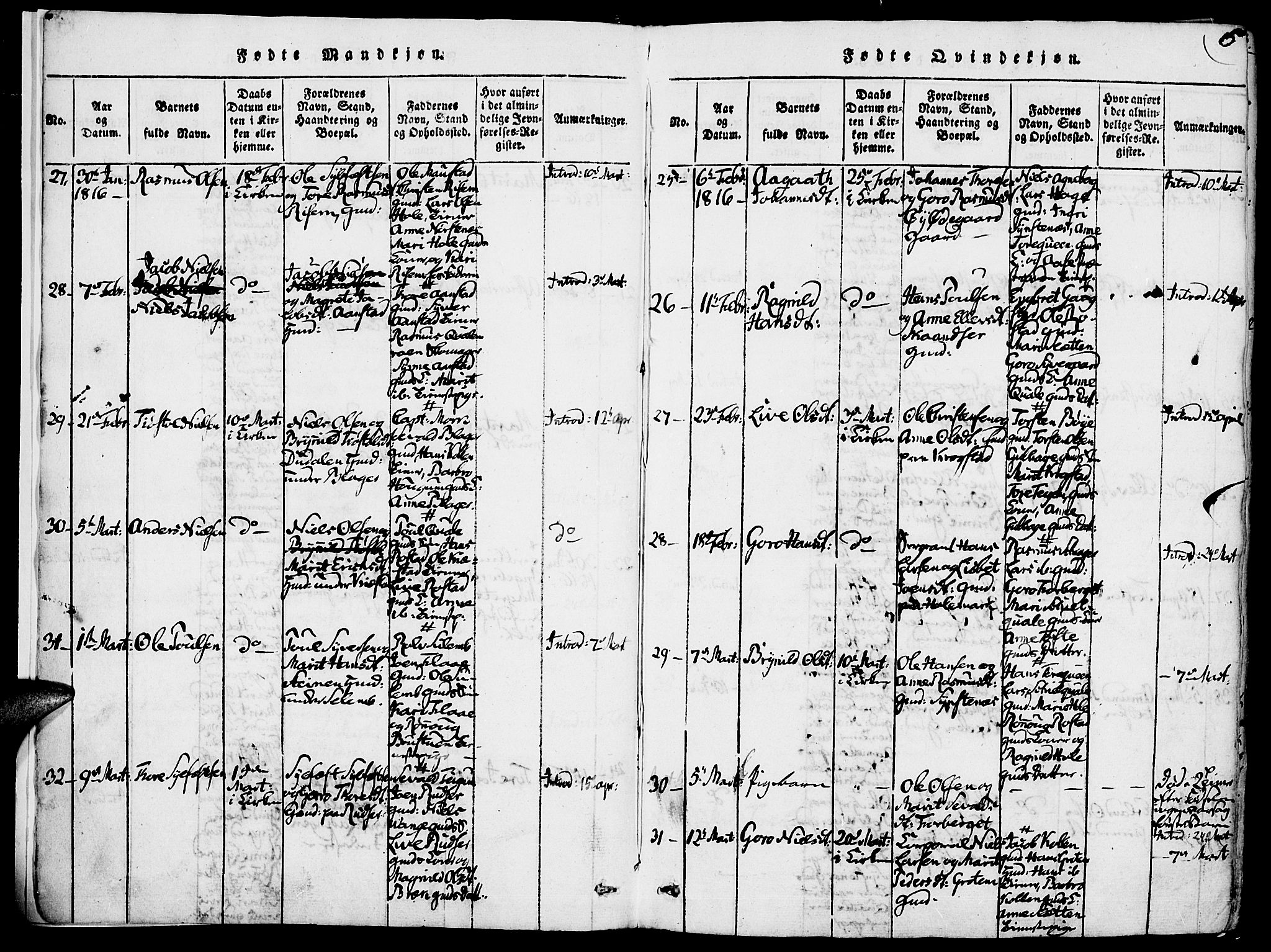 Lom prestekontor, SAH/PREST-070/K/L0004: Parish register (official) no. 4, 1815-1825, p. 6