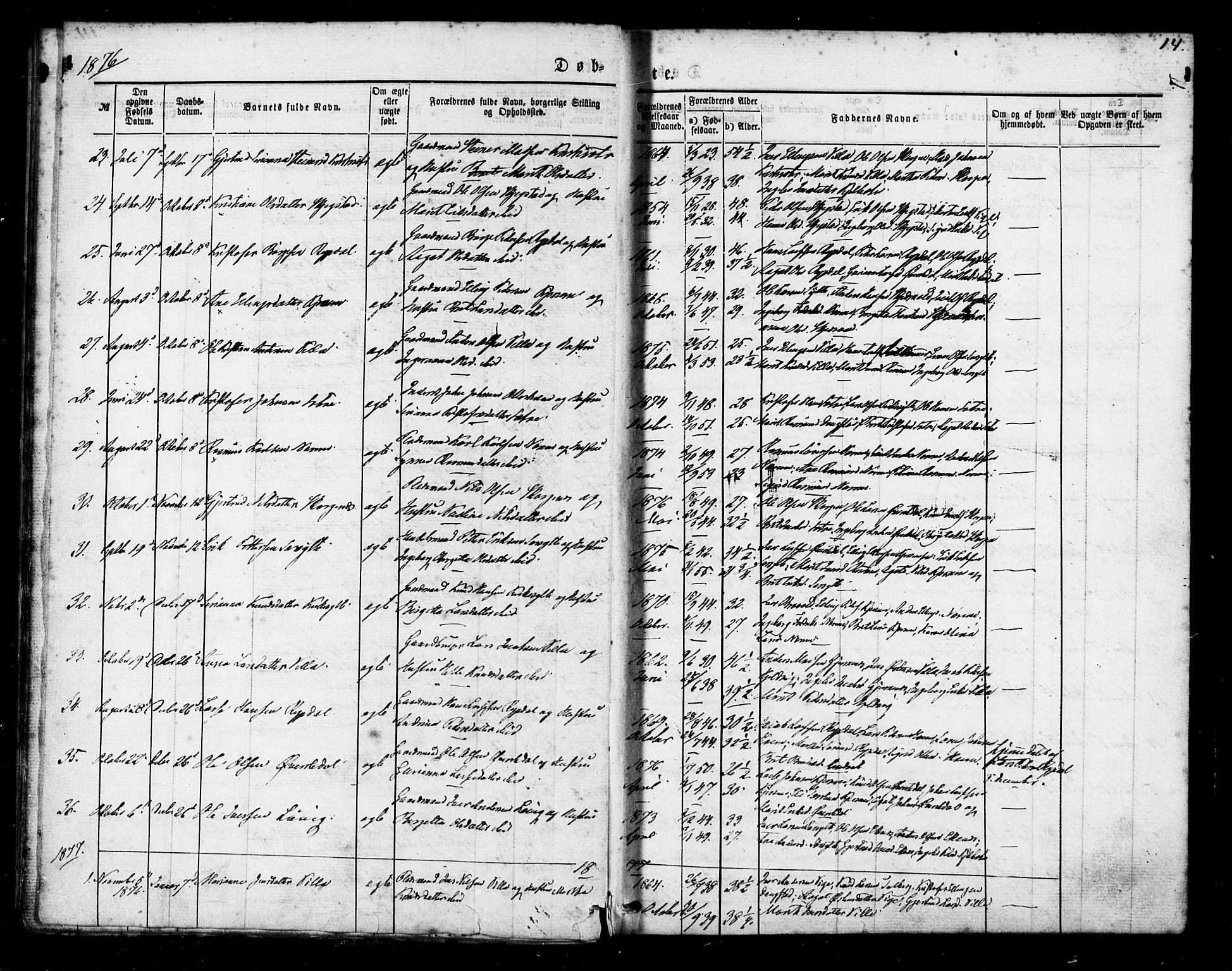 Ministerialprotokoller, klokkerbøker og fødselsregistre - Møre og Romsdal, SAT/A-1454/541/L0545: Parish register (official) no. 541A02, 1872-1886, p. 14