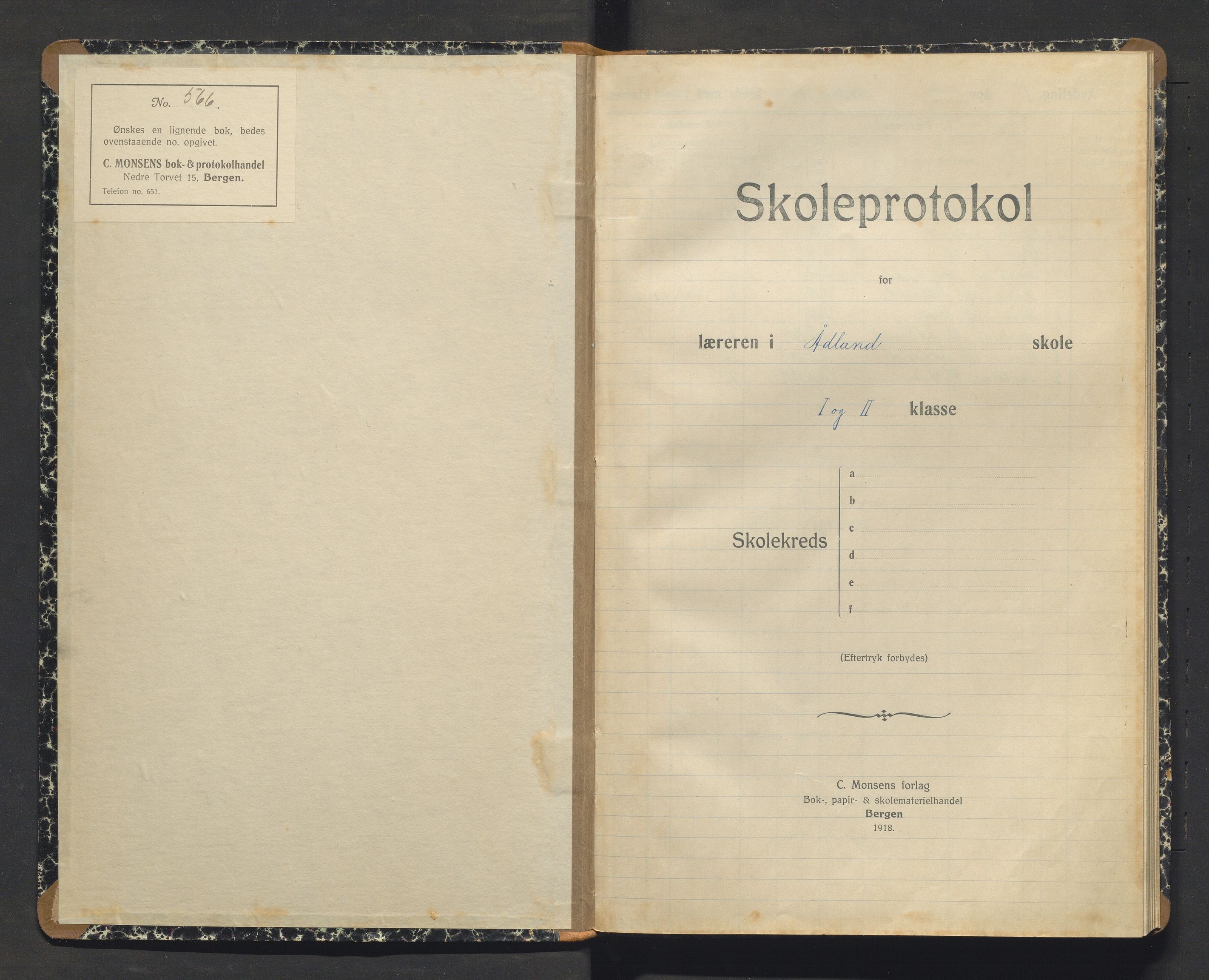 Fusa kommune. Barneskulane, IKAH/1241-231/F/Fa/L0007: Skuleprotokoll for Holmefjord og Ådland, 1919-1924