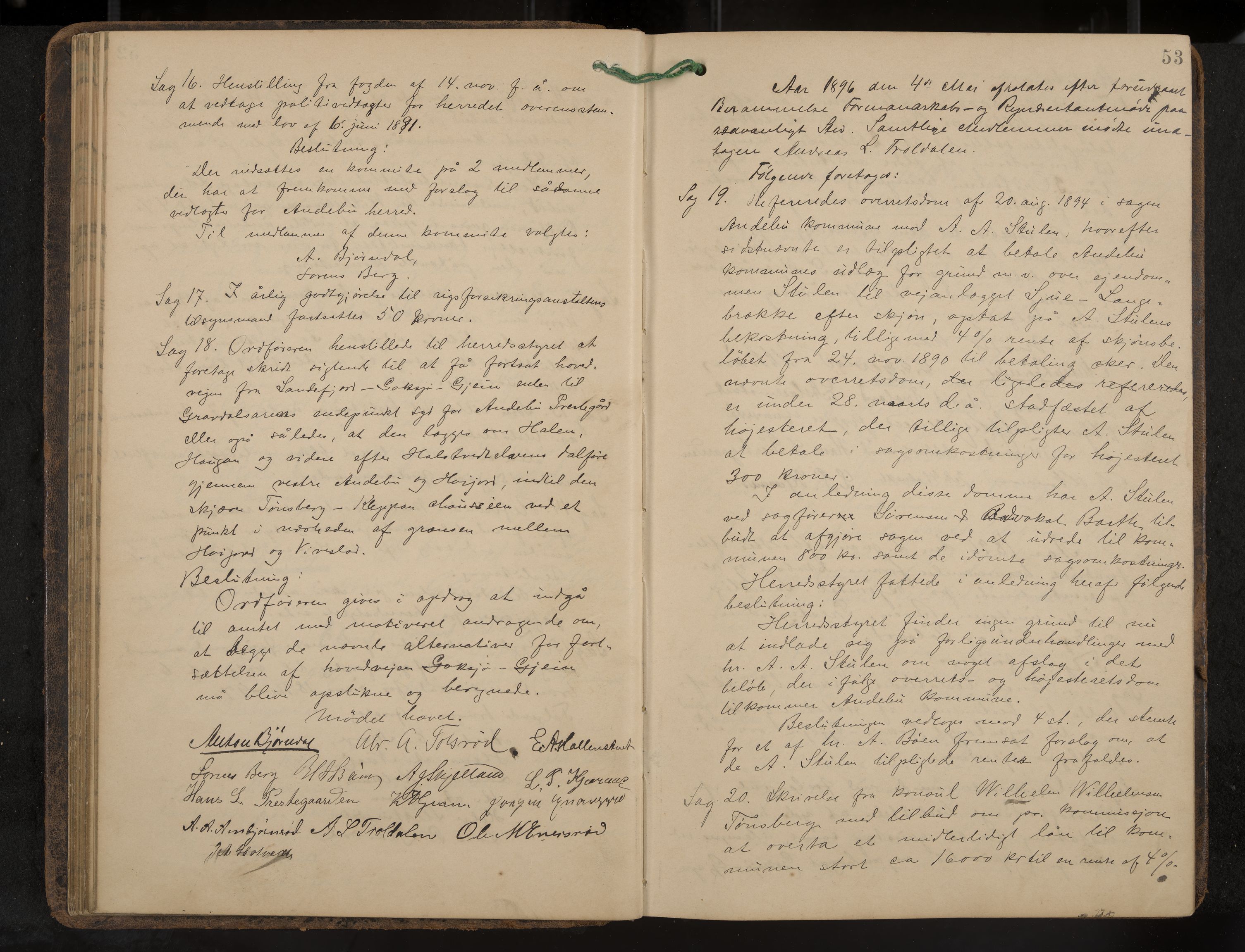 Andebu formannskap og sentraladministrasjon, IKAK/0719021-1/A/Aa/L0003: Møtebok, 1892-1908, p. 53