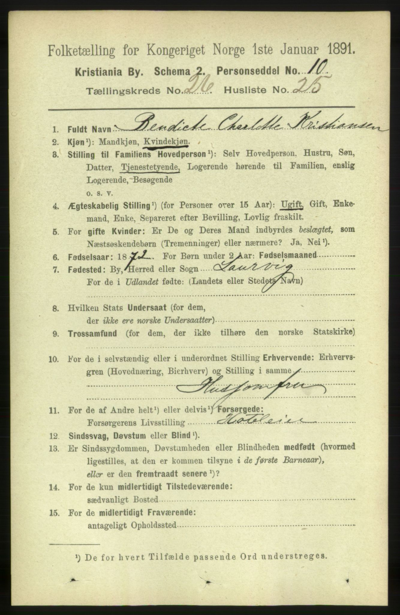 RA, 1891 census for 0301 Kristiania, 1891, p. 13623