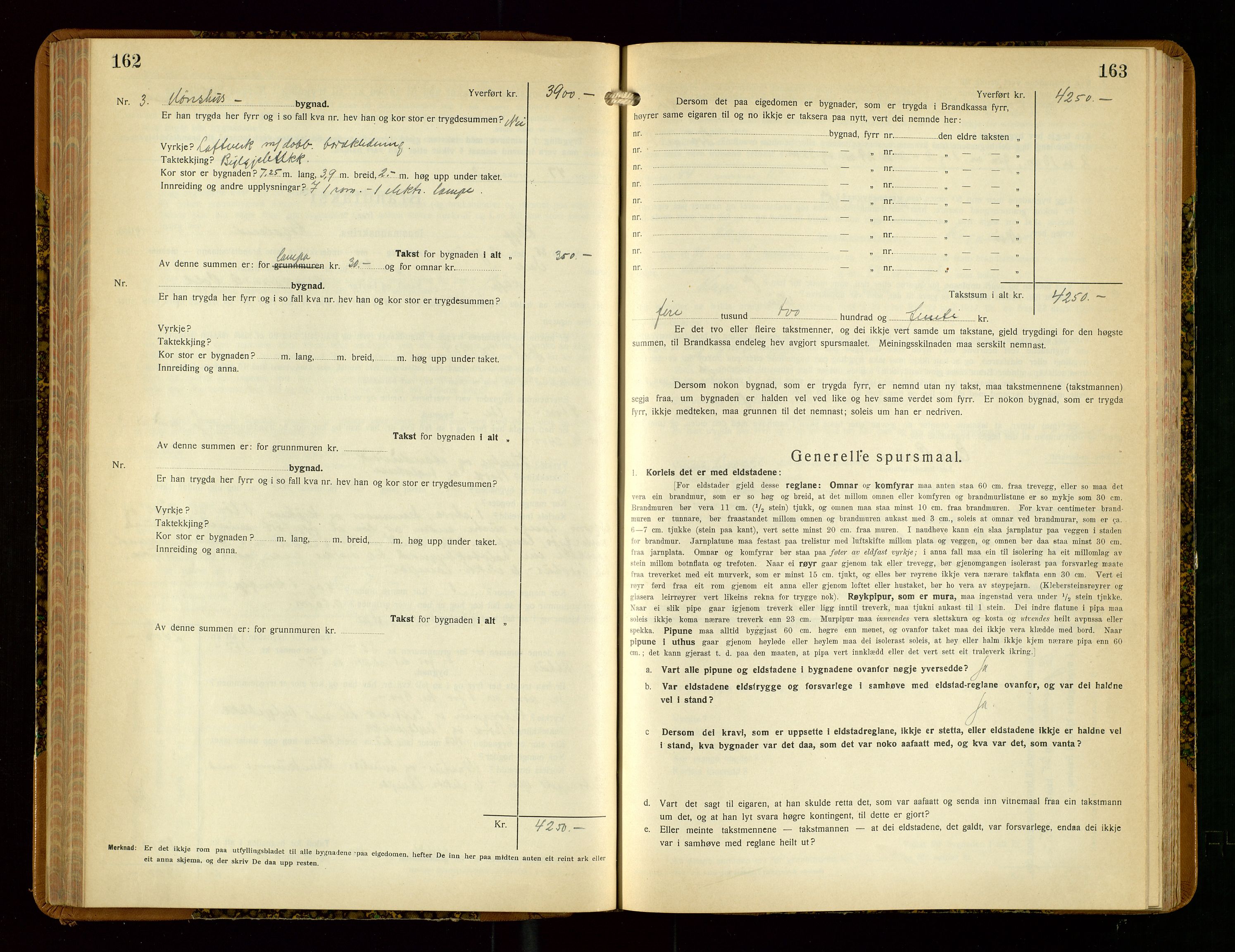 Klepp lensmannskontor, SAST/A-100163/Goc/L0013: "Brandtakstbok" m/register, 1933-1937, p. 162-163