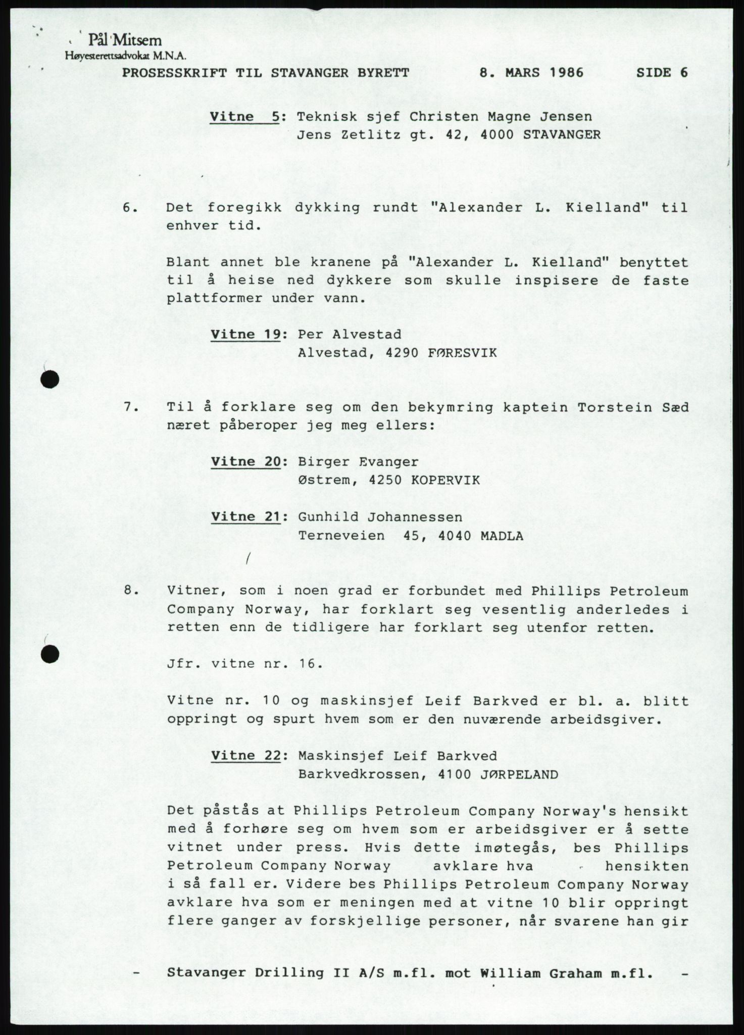 Pa 1503 - Stavanger Drilling AS, AV/SAST-A-101906/Da/L0001: Alexander L. Kielland - Begrensningssak Stavanger byrett, 1986, p. 838