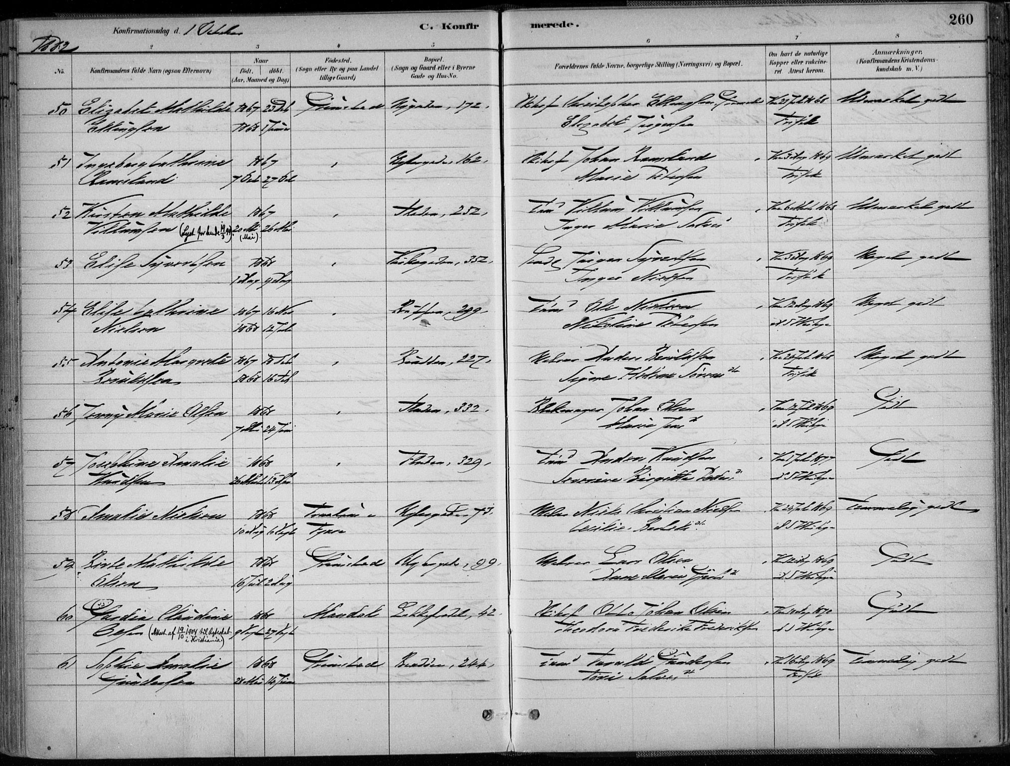 Grimstad sokneprestkontor, AV/SAK-1111-0017/F/Fa/L0003: Parish register (official) no. A 2, 1882-1912, p. 260