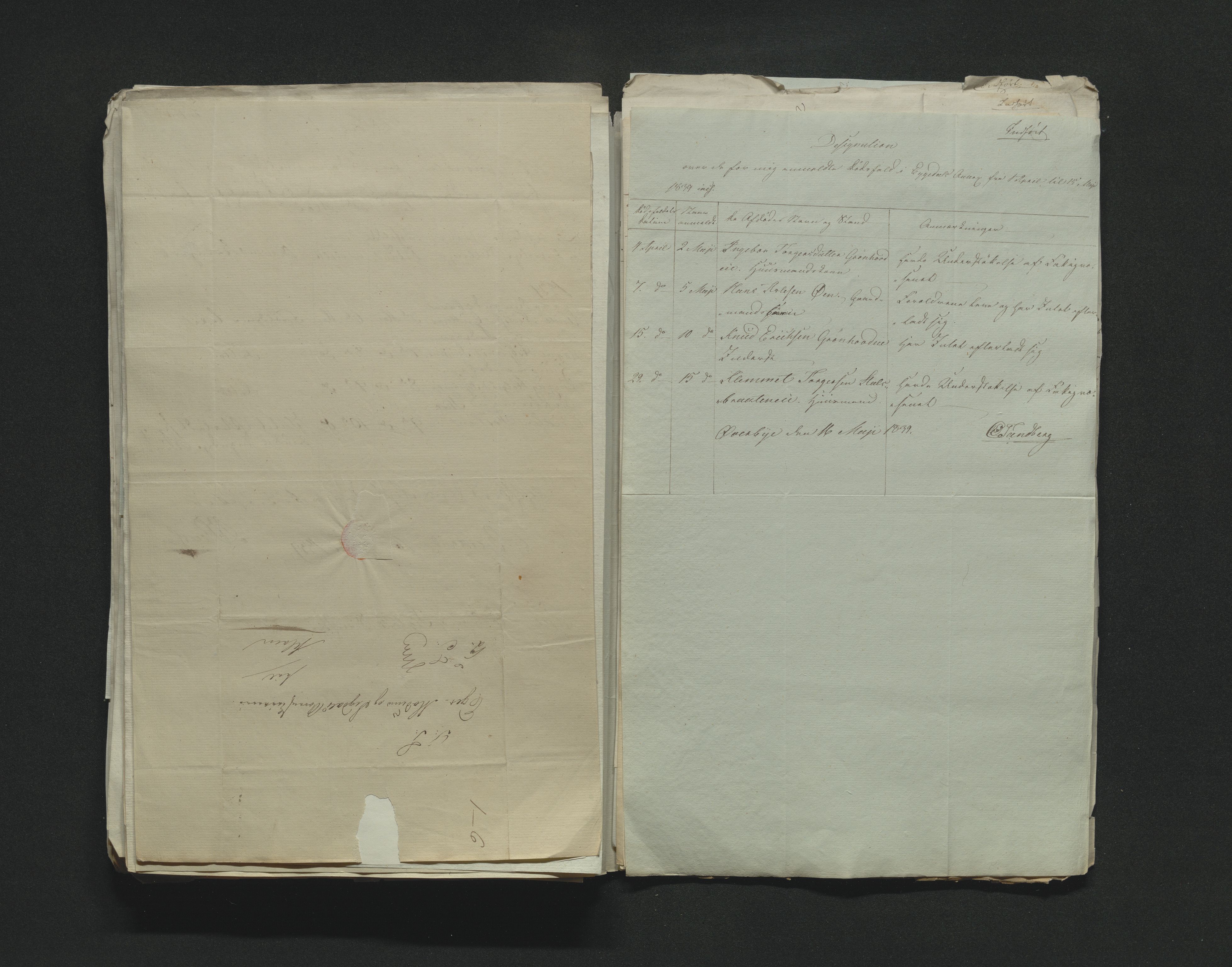 Eiker, Modum og Sigdal sorenskriveri, AV/SAKO-A-123/H/Ha/Hab/L0005: Dødsfallsmeldinger, 1837-1840