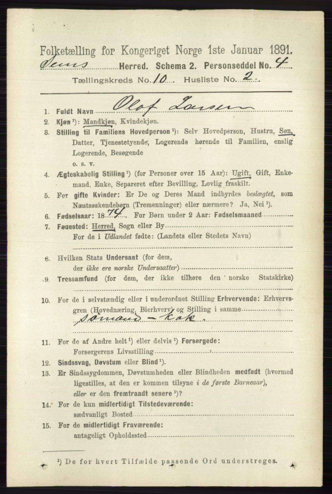 RA, 1891 census for 0721 Sem, 1891, p. 4804