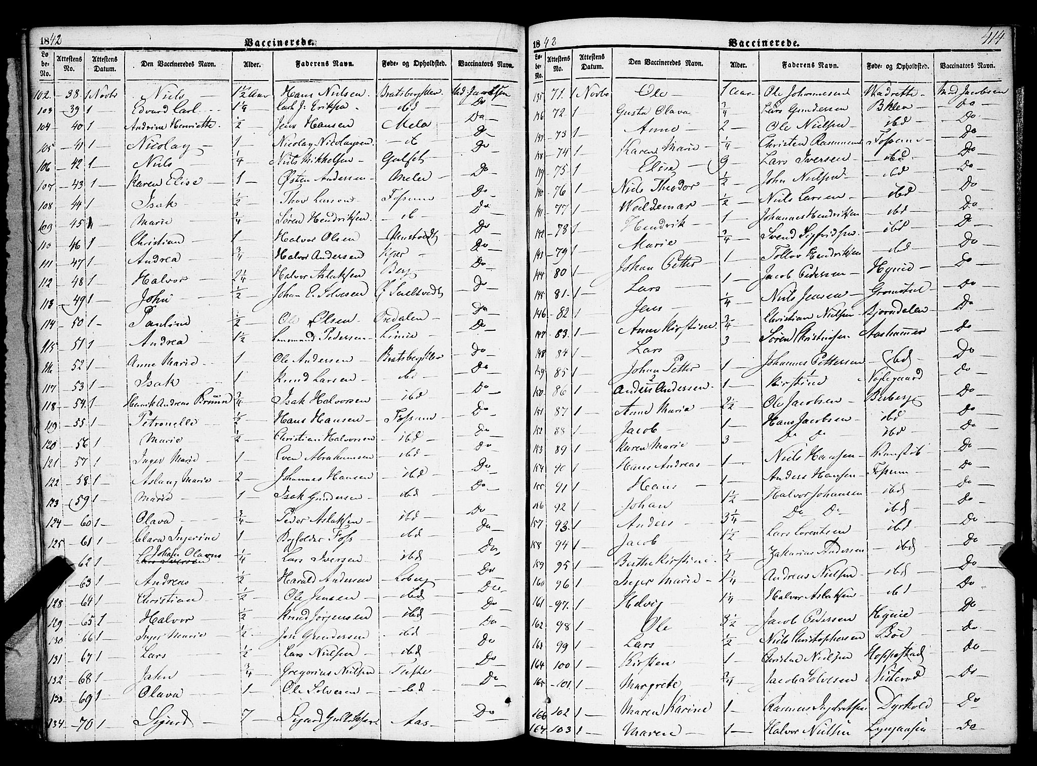 Gjerpen kirkebøker, SAKO/A-265/F/Fa/L0007b: Parish register (official) no. I 7B, 1834-1857, p. 414