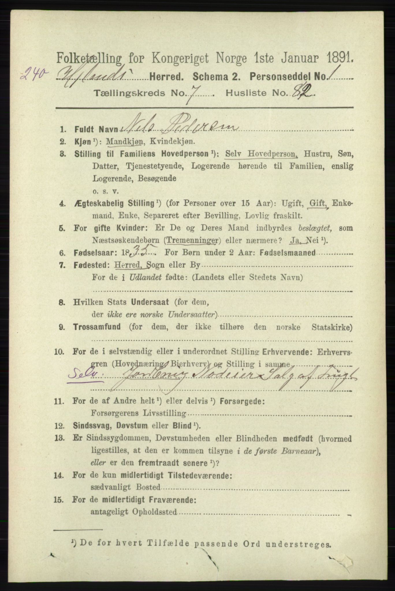 RA, 1891 census for 1133 Hjelmeland, 1891, p. 2403