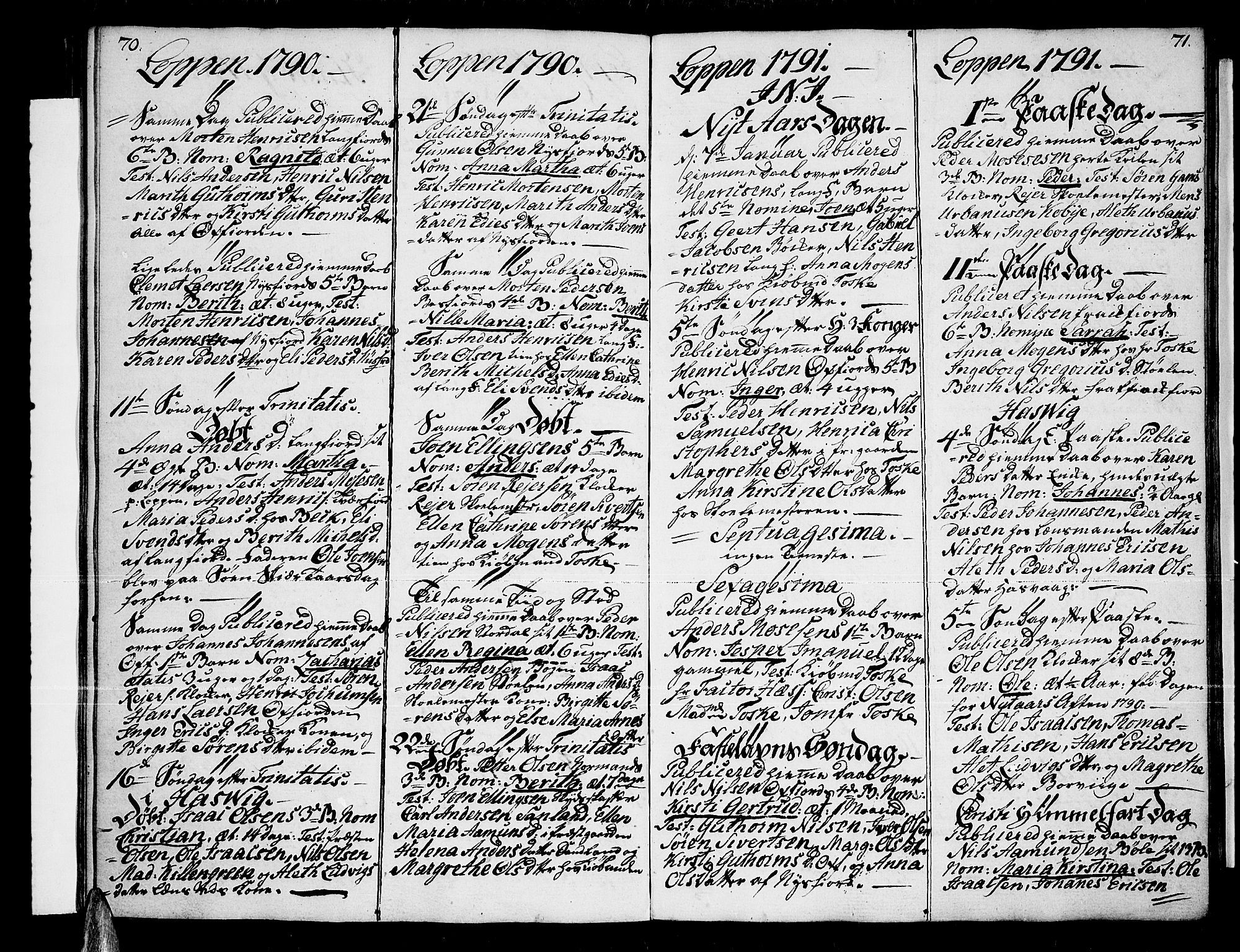 Loppa sokneprestkontor, SATØ/S-1339/H/Ha/L0002kirke: Parish register (official) no. 2, 1785-1821, p. 70-71