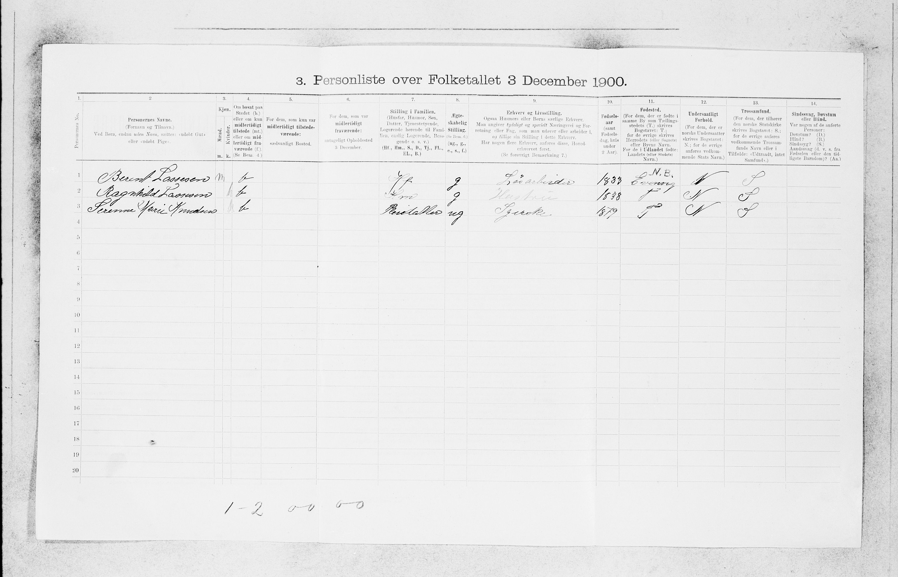 SAB, 1900 census for Bergen, 1900, p. 23253