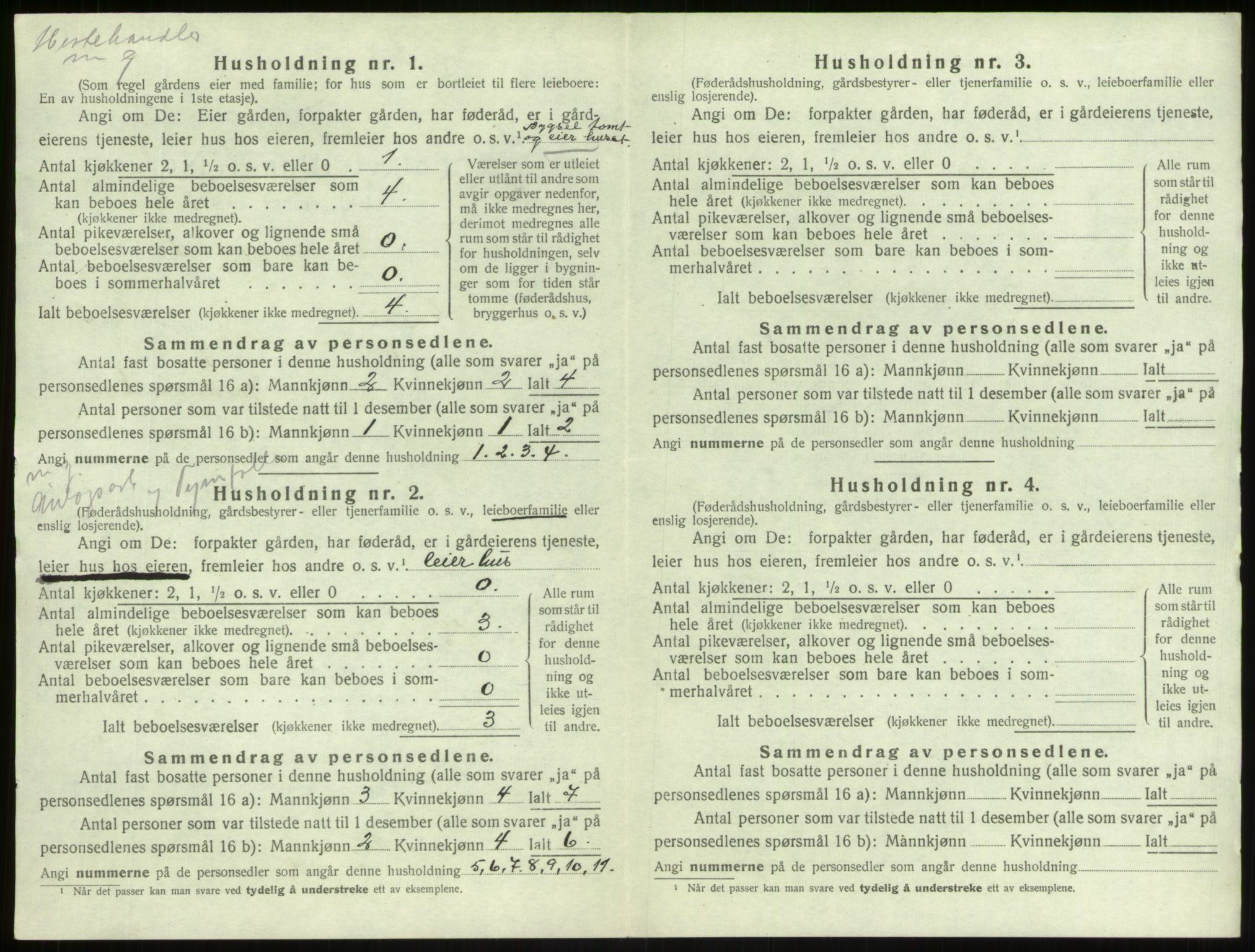 SAB, 1920 census for Årdal, 1920, p. 96