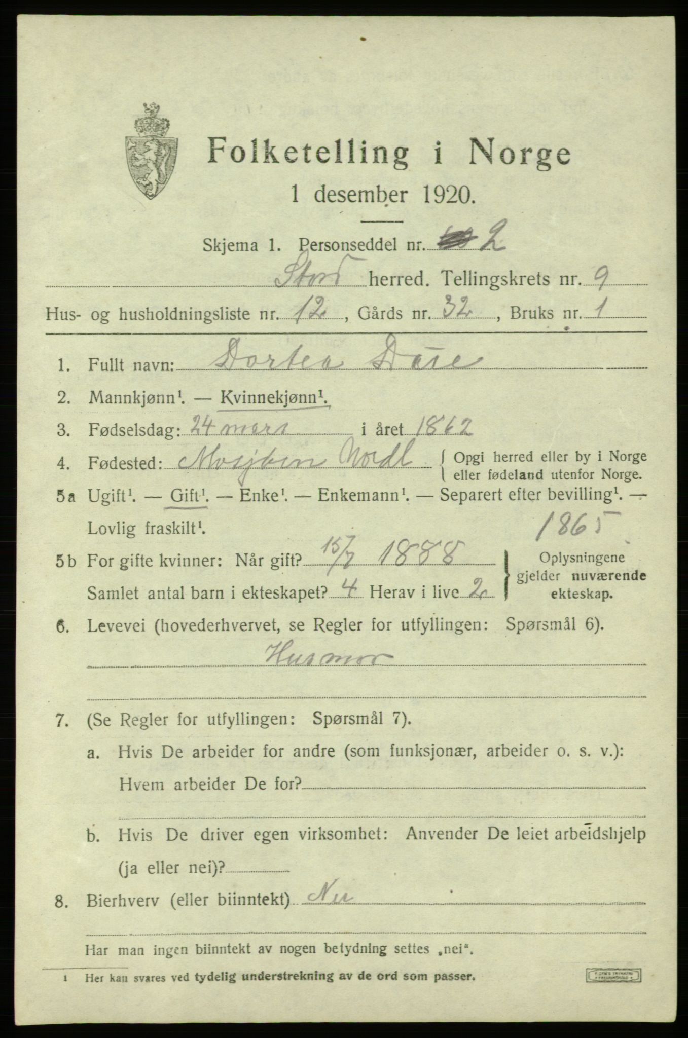 SAB, 1920 census for Stord, 1920, p. 4829