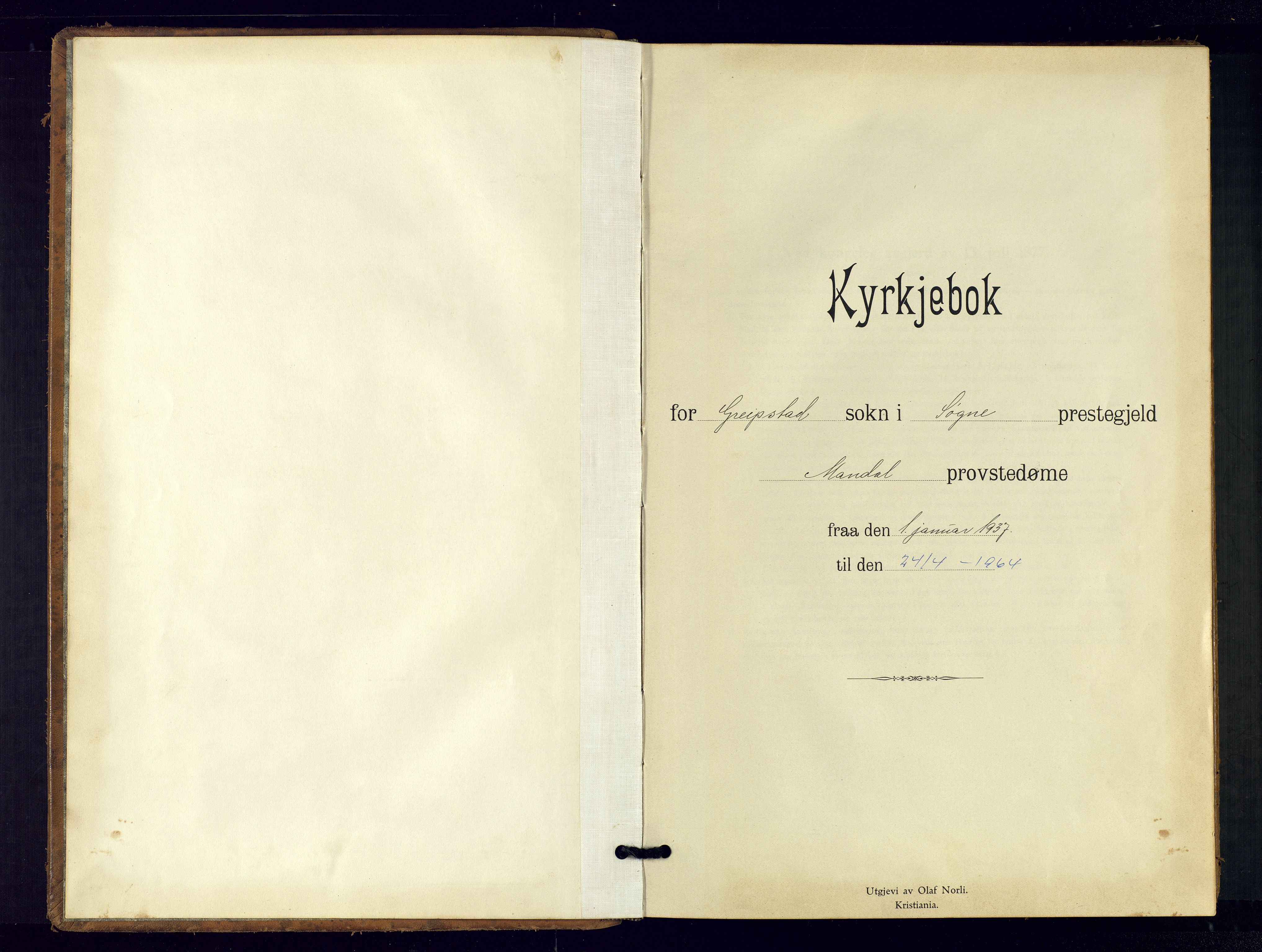 Søgne sokneprestkontor, SAK/1111-0037/F/Fb/Fba/L0006: Parish register (copy) no. B-6, 1937-1966
