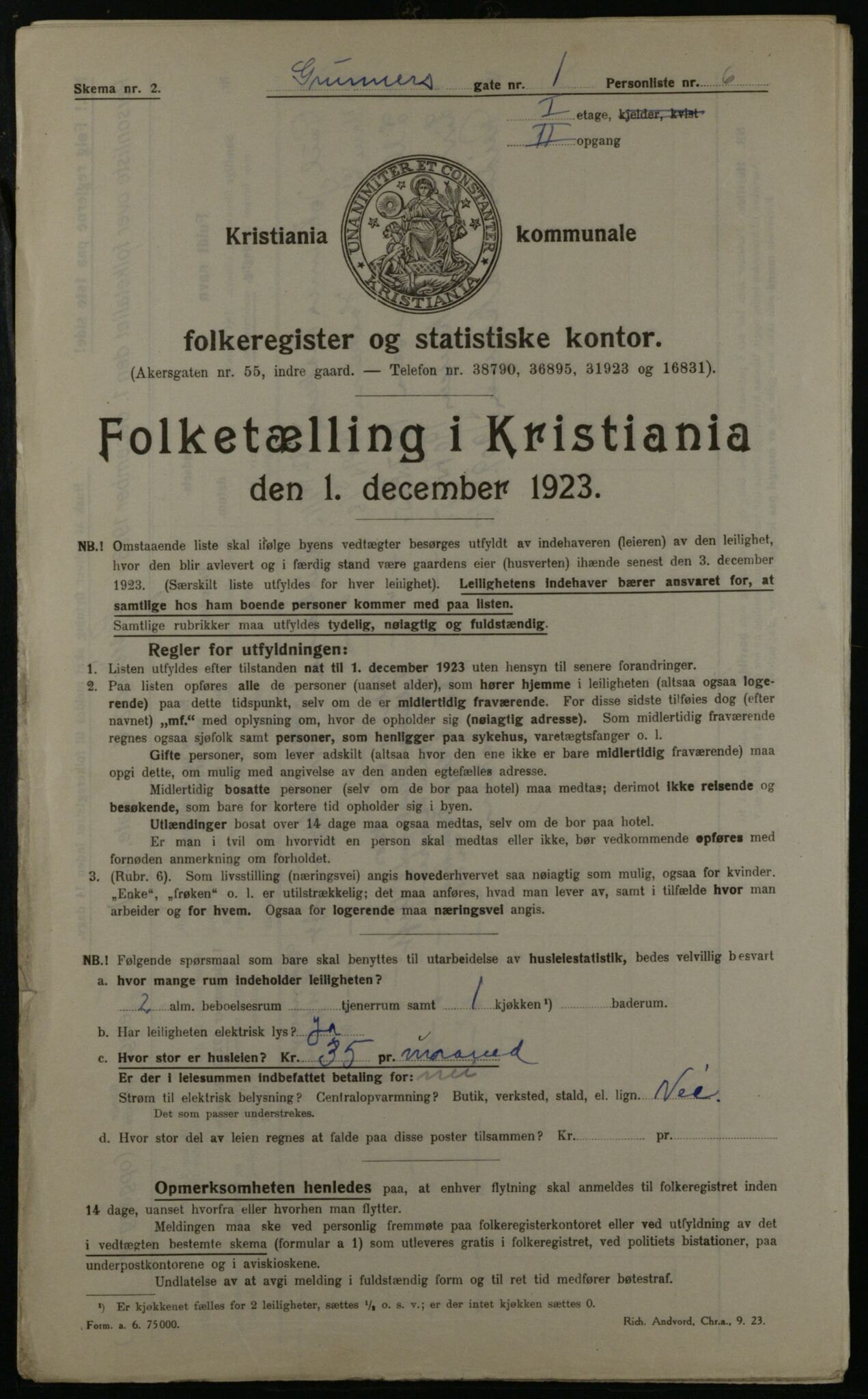 OBA, Municipal Census 1923 for Kristiania, 1923, p. 34494