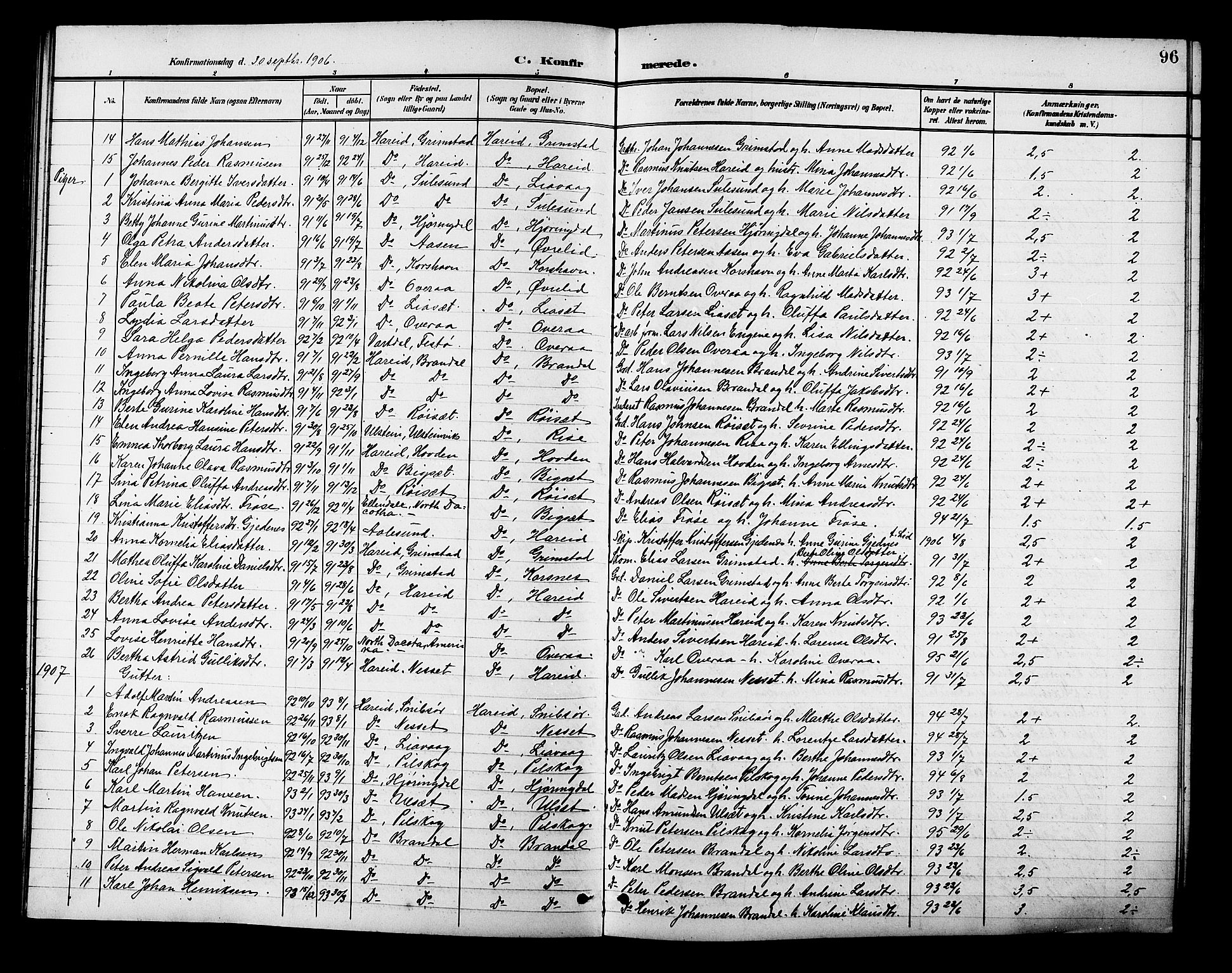 Ministerialprotokoller, klokkerbøker og fødselsregistre - Møre og Romsdal, SAT/A-1454/510/L0126: Parish register (copy) no. 510C03, 1900-1922, p. 96