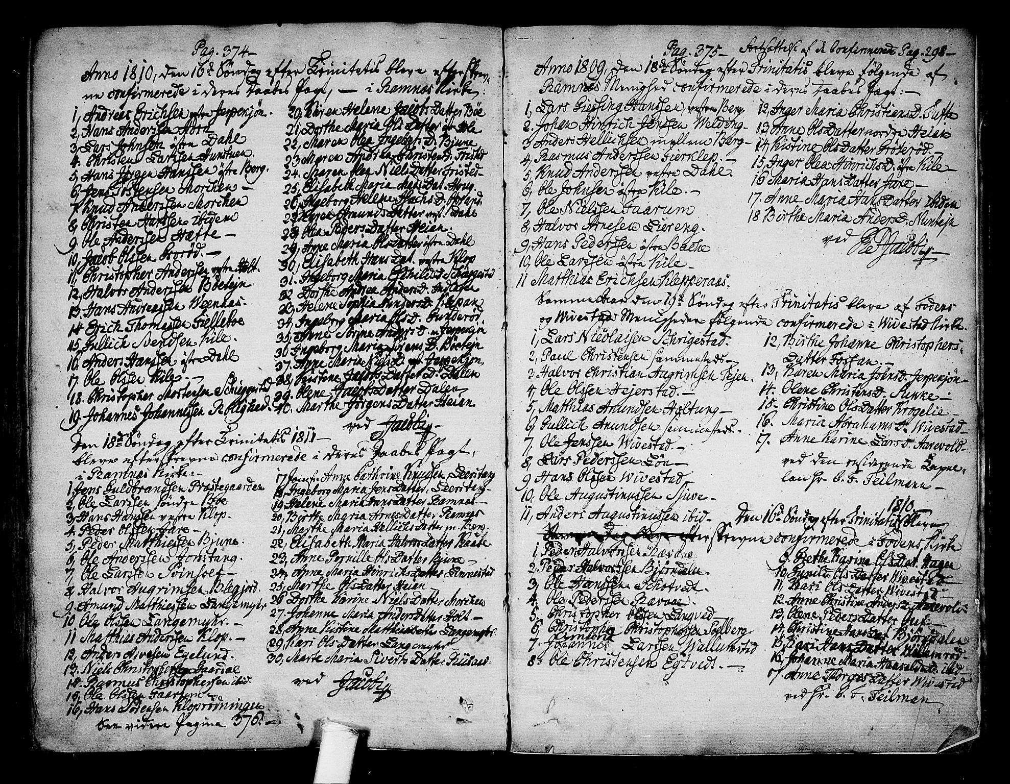 Ramnes kirkebøker, AV/SAKO-A-314/F/Fa/L0003: Parish register (official) no. I 3, 1790-1813, p. 374-375