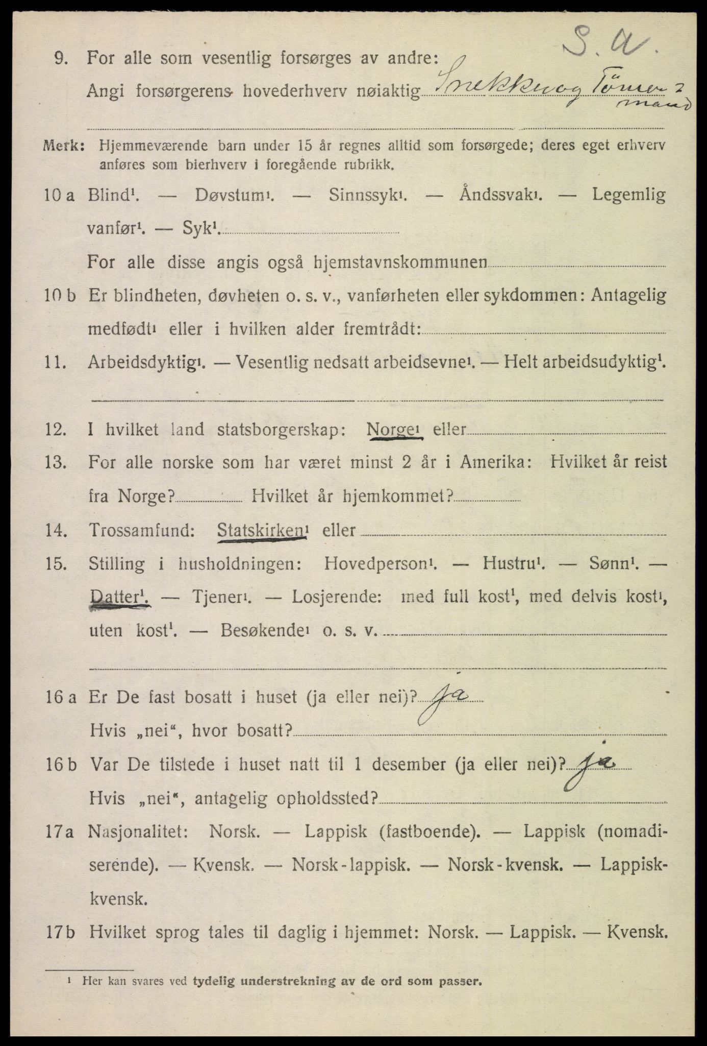 SAT, 1920 census for Evenes, 1920, p. 12481