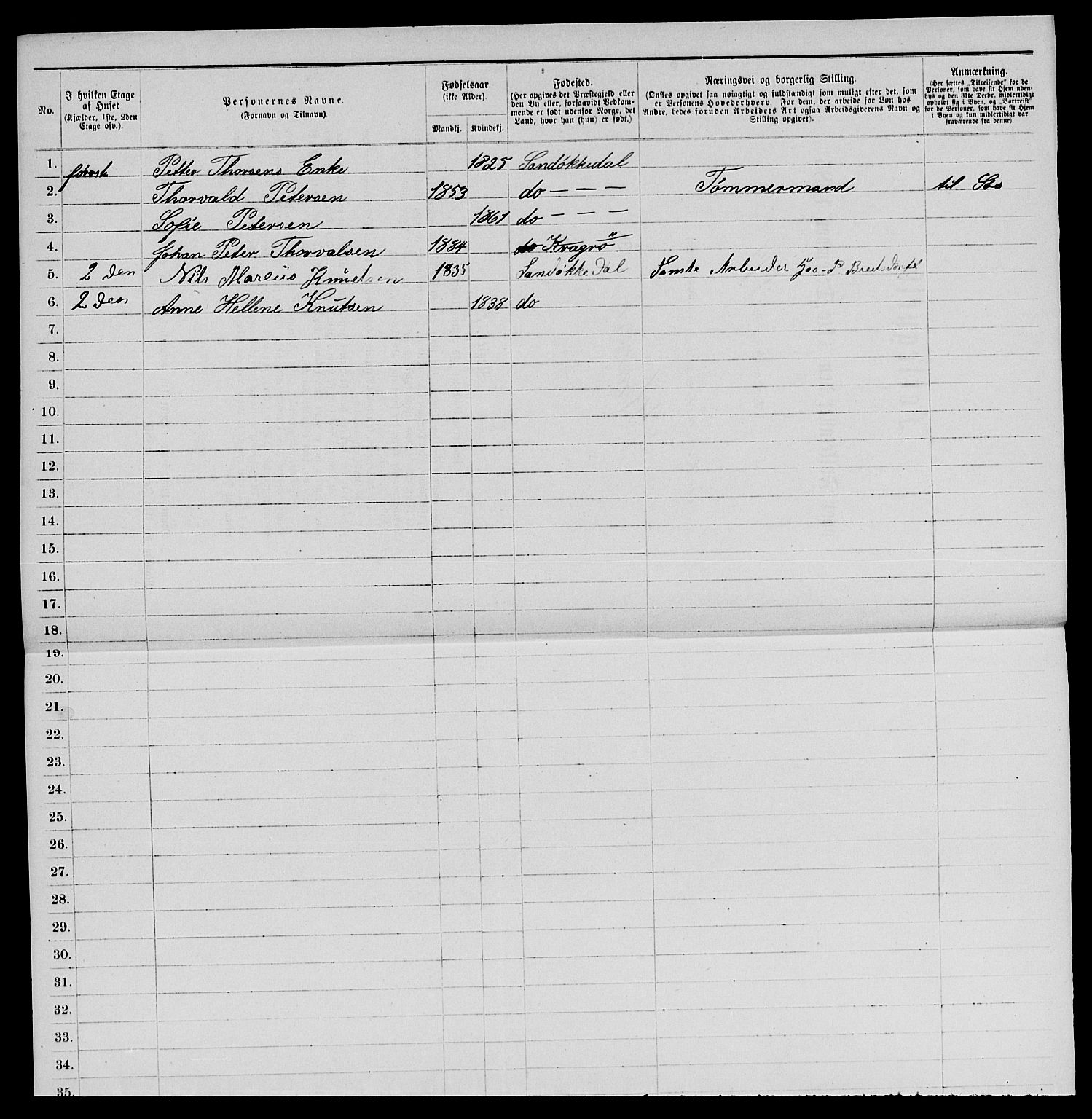 SAKO, 1885 census for 0801 Kragerø, 1885, p. 390