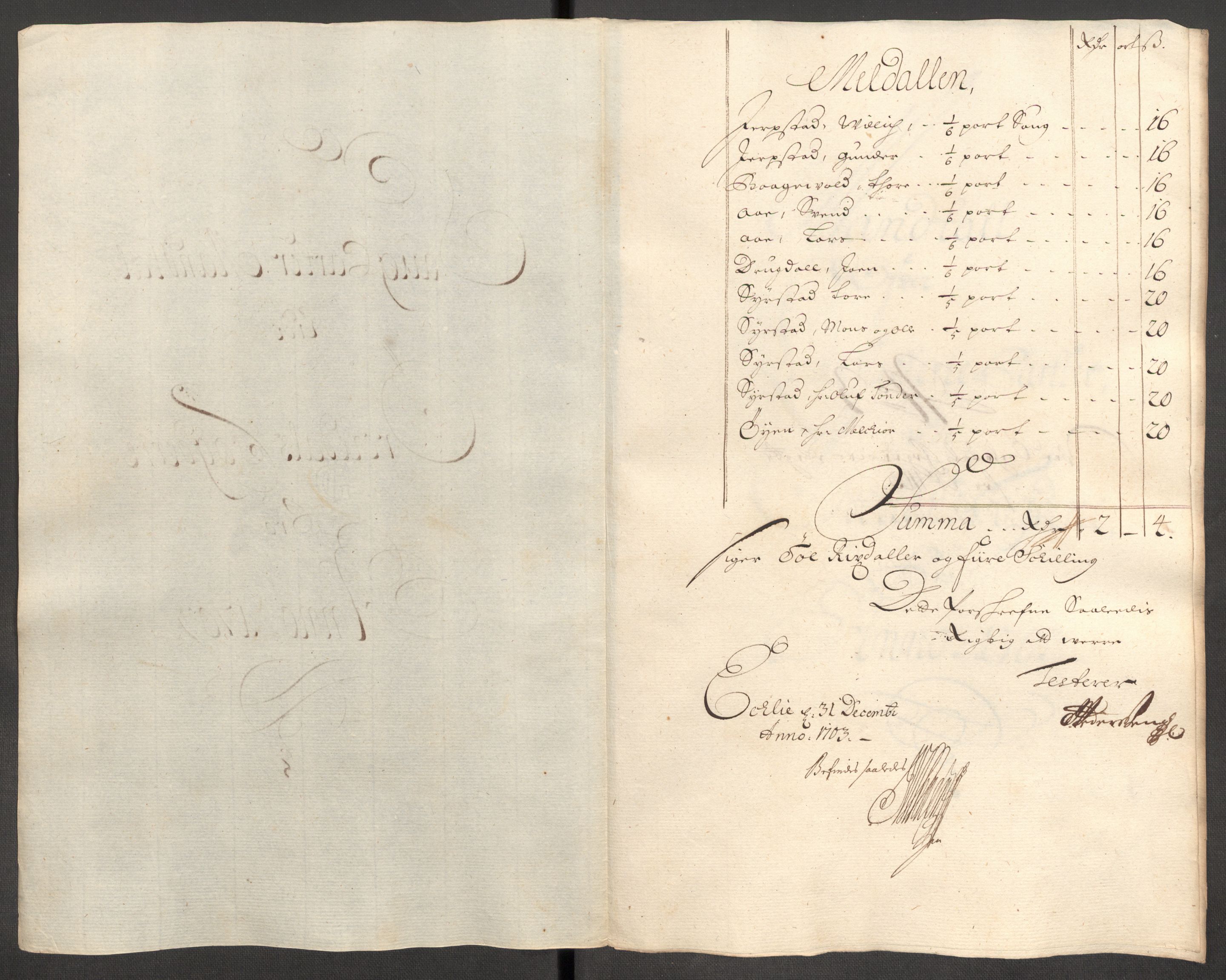 Rentekammeret inntil 1814, Reviderte regnskaper, Fogderegnskap, AV/RA-EA-4092/R60/L3953: Fogderegnskap Orkdal og Gauldal, 1703, p. 105